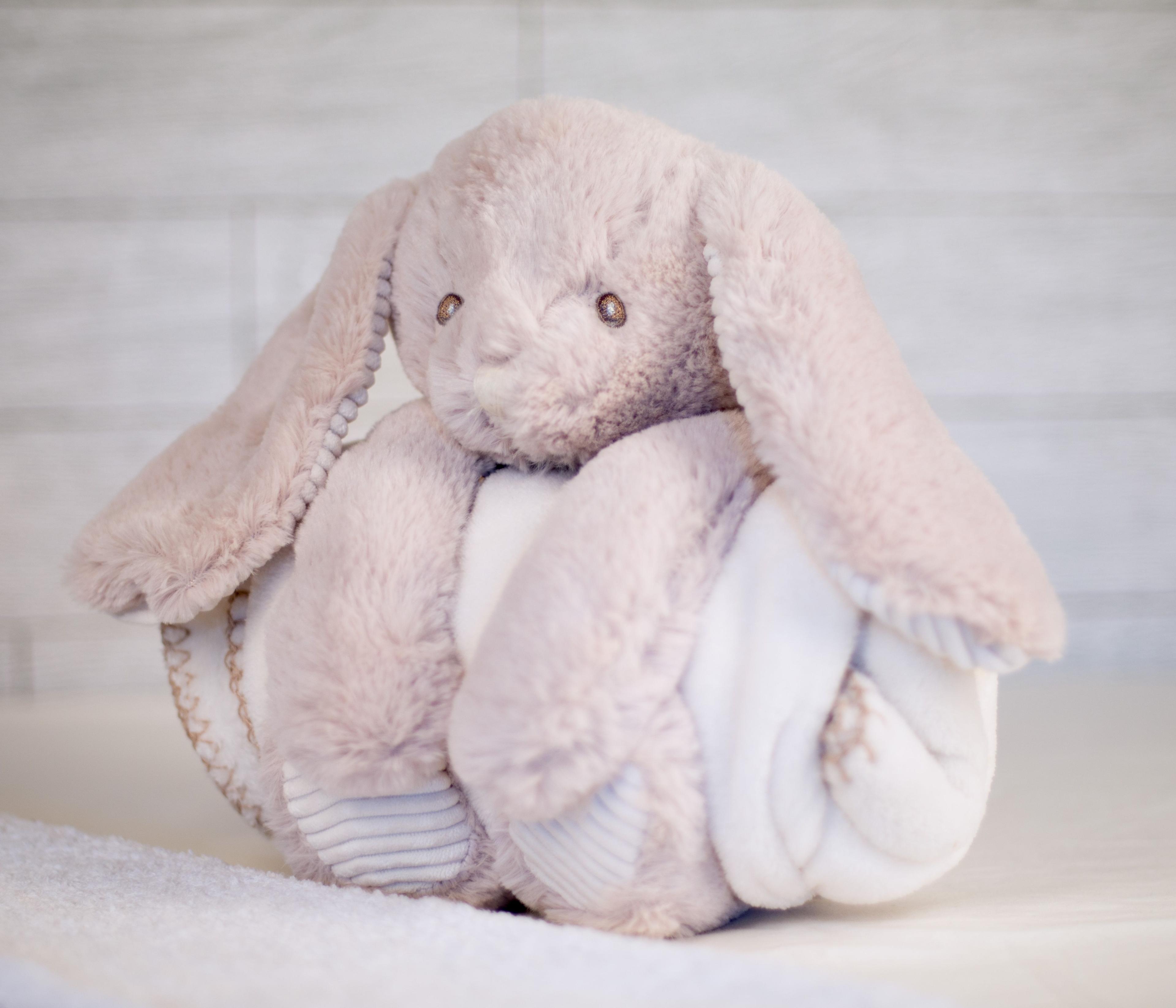 Peluche lapin avec couverture