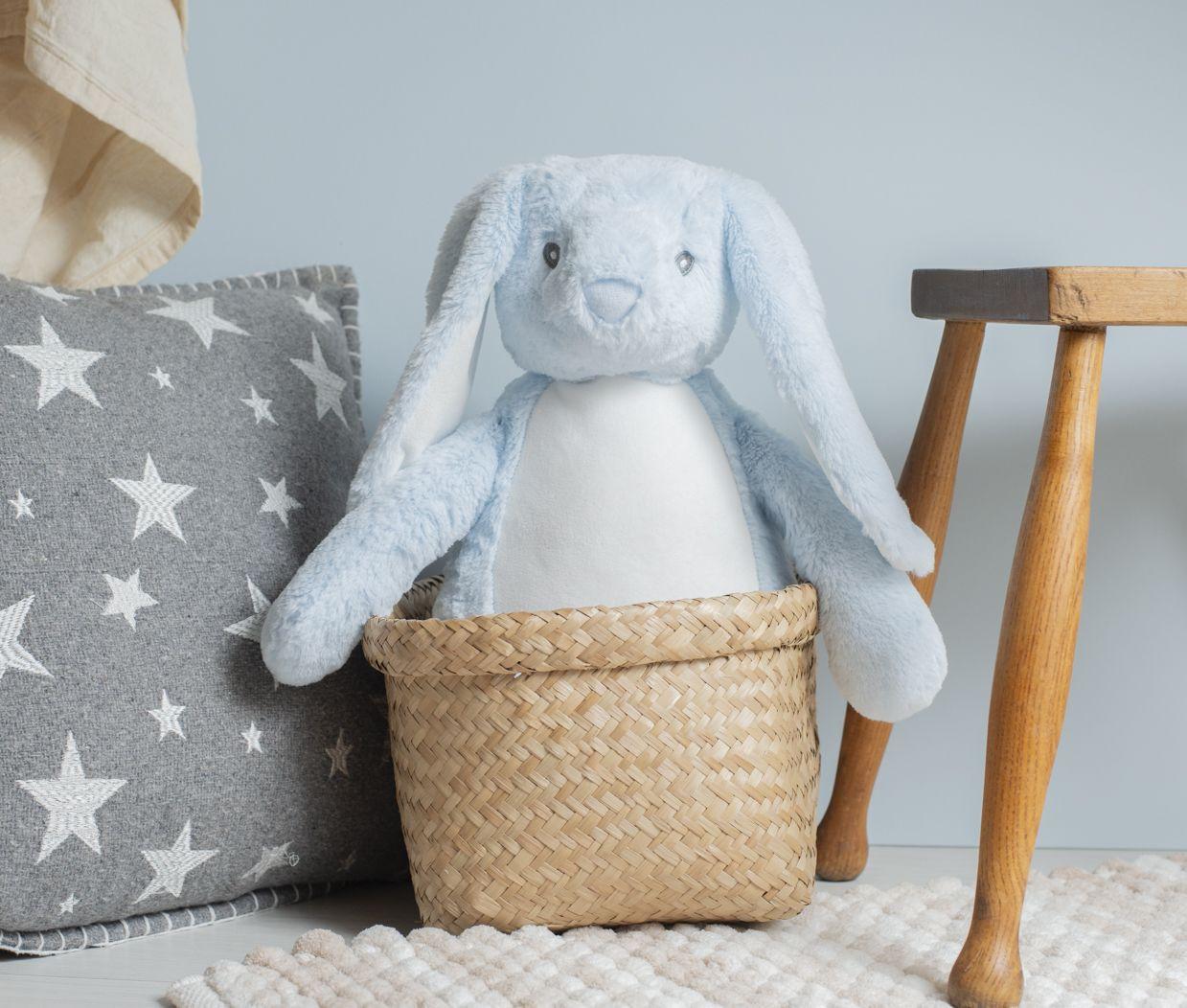 Peluche lapin avec ouverture zippée
