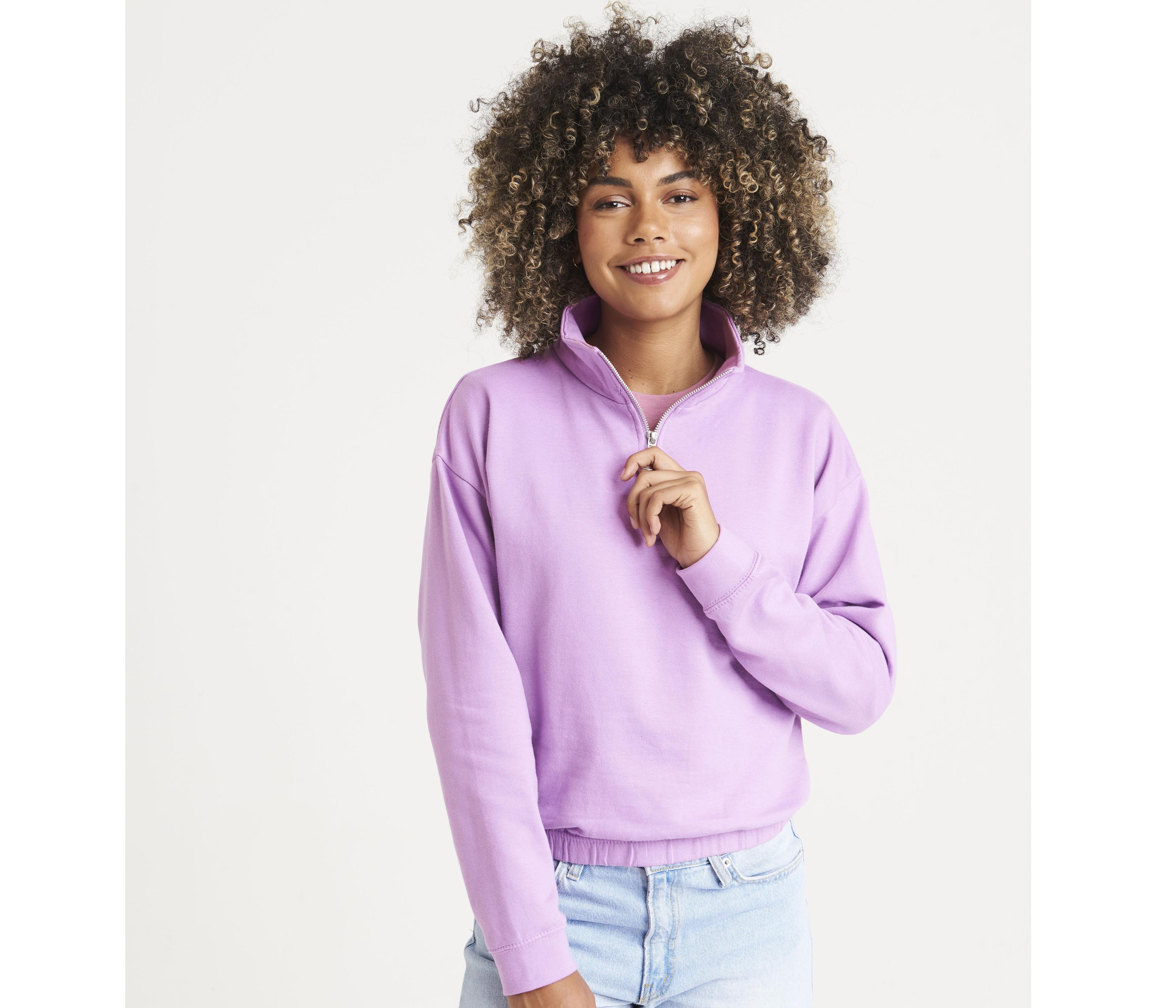 Sweat court col zippé femme