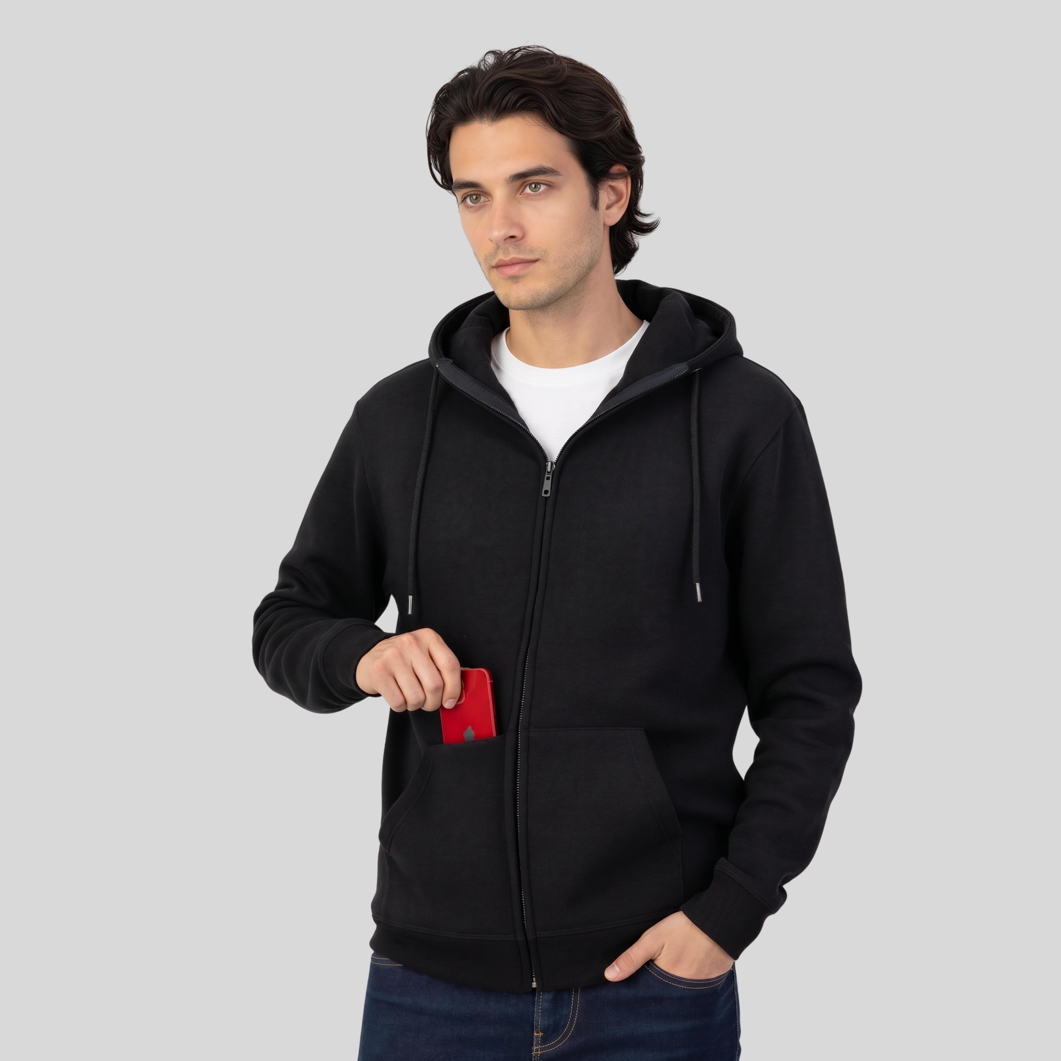 Sweat capuche zippé lourd