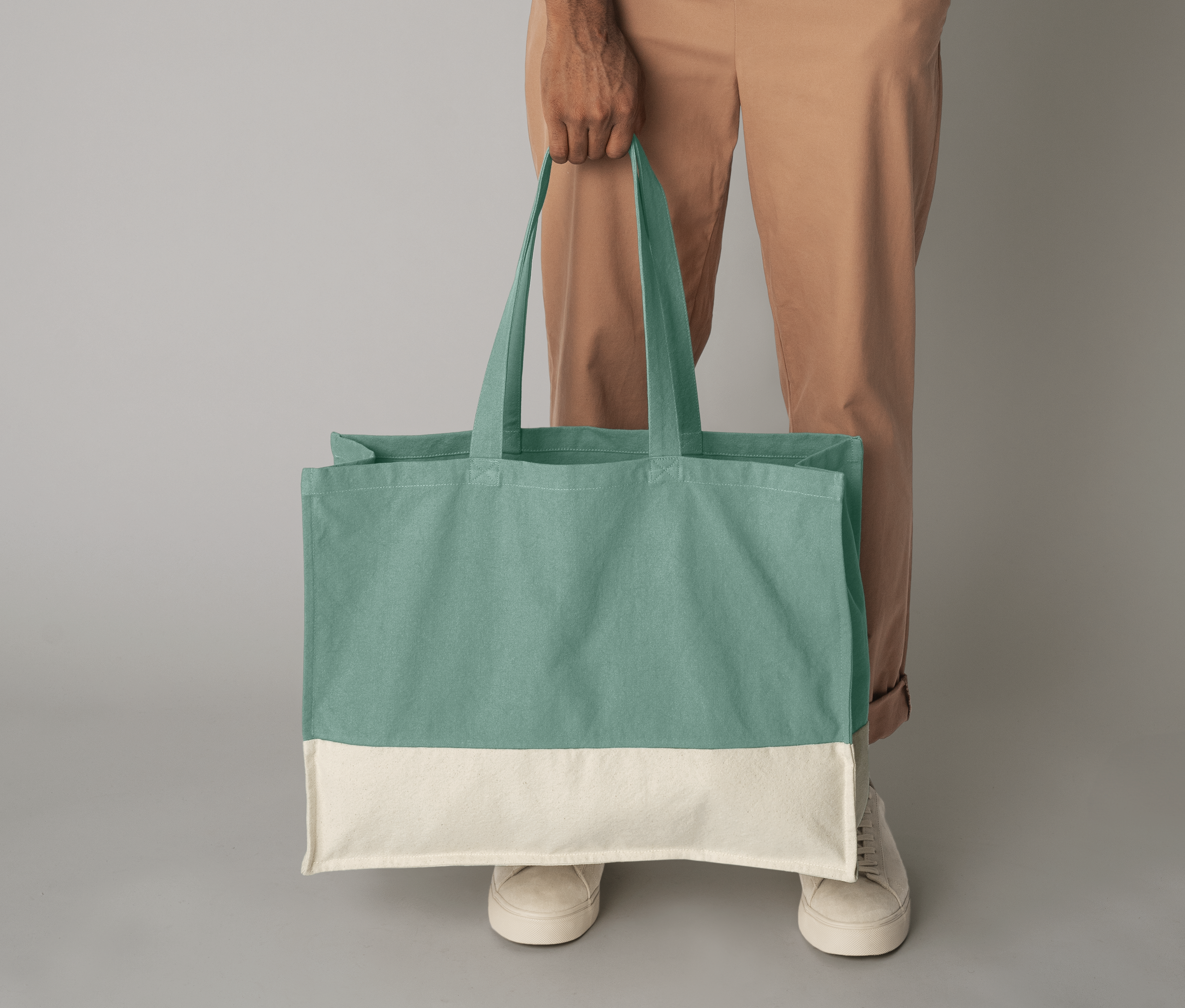 Sac shopping bicolore