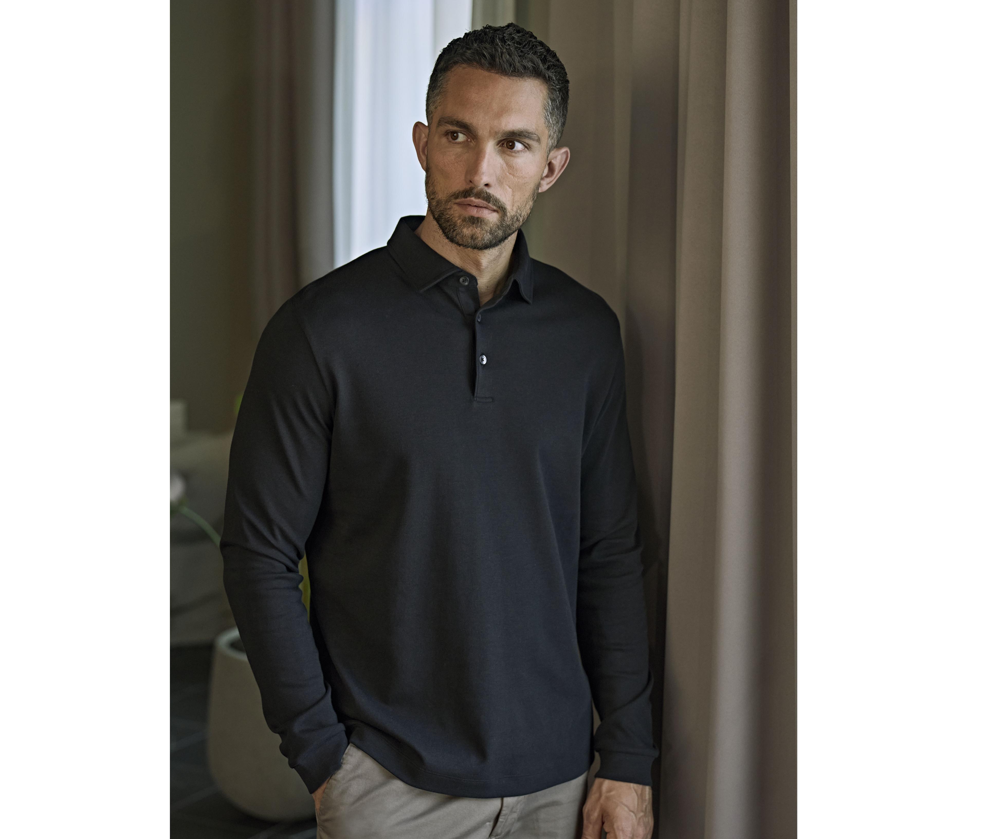 Polo manches longues en coton Pima