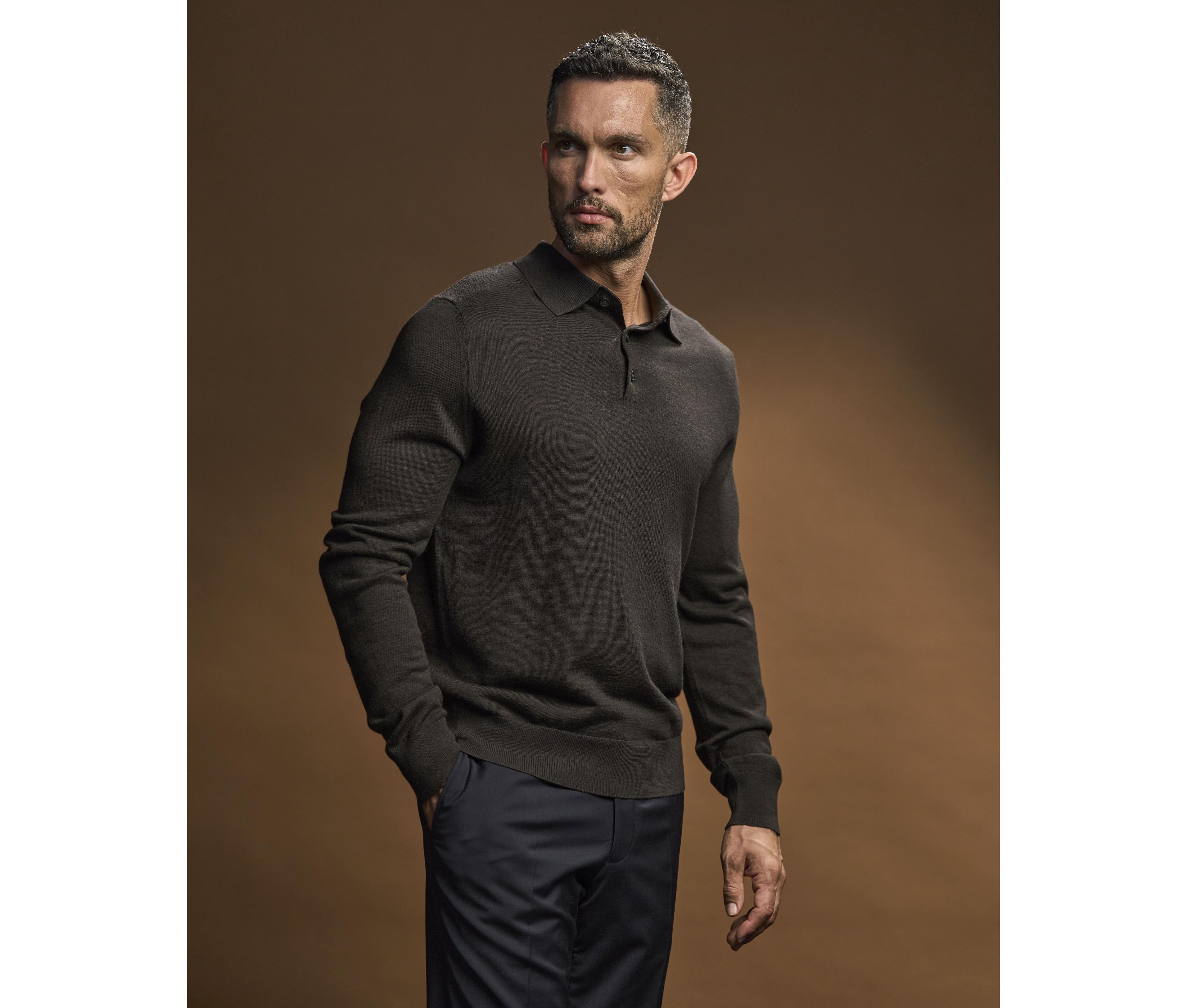 Polo manches longues en laine