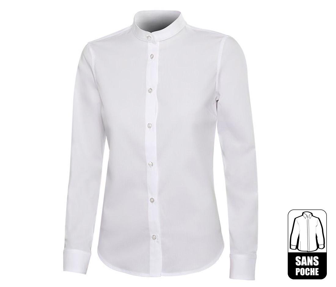 Chemise à manches longues à col Mao