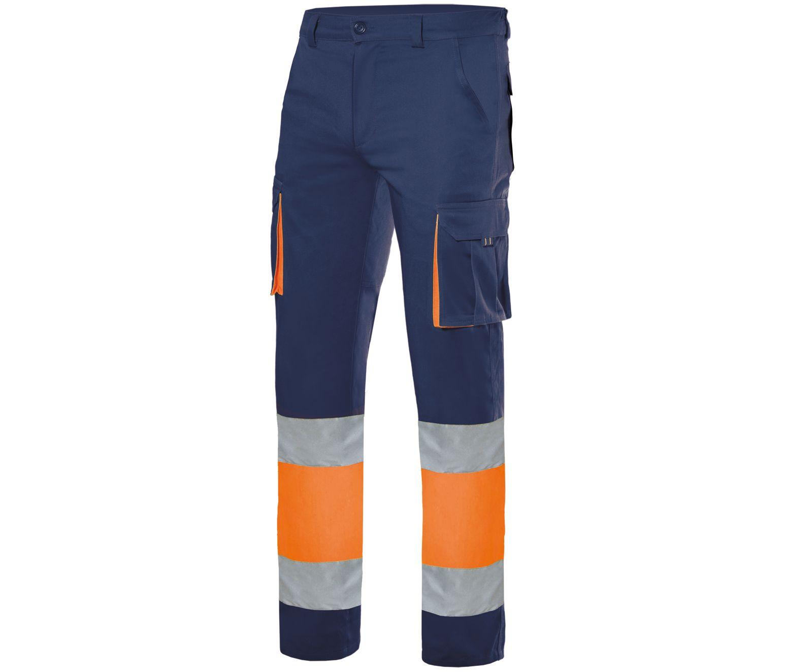 Pantalon multipoches haute visibilité bicolore