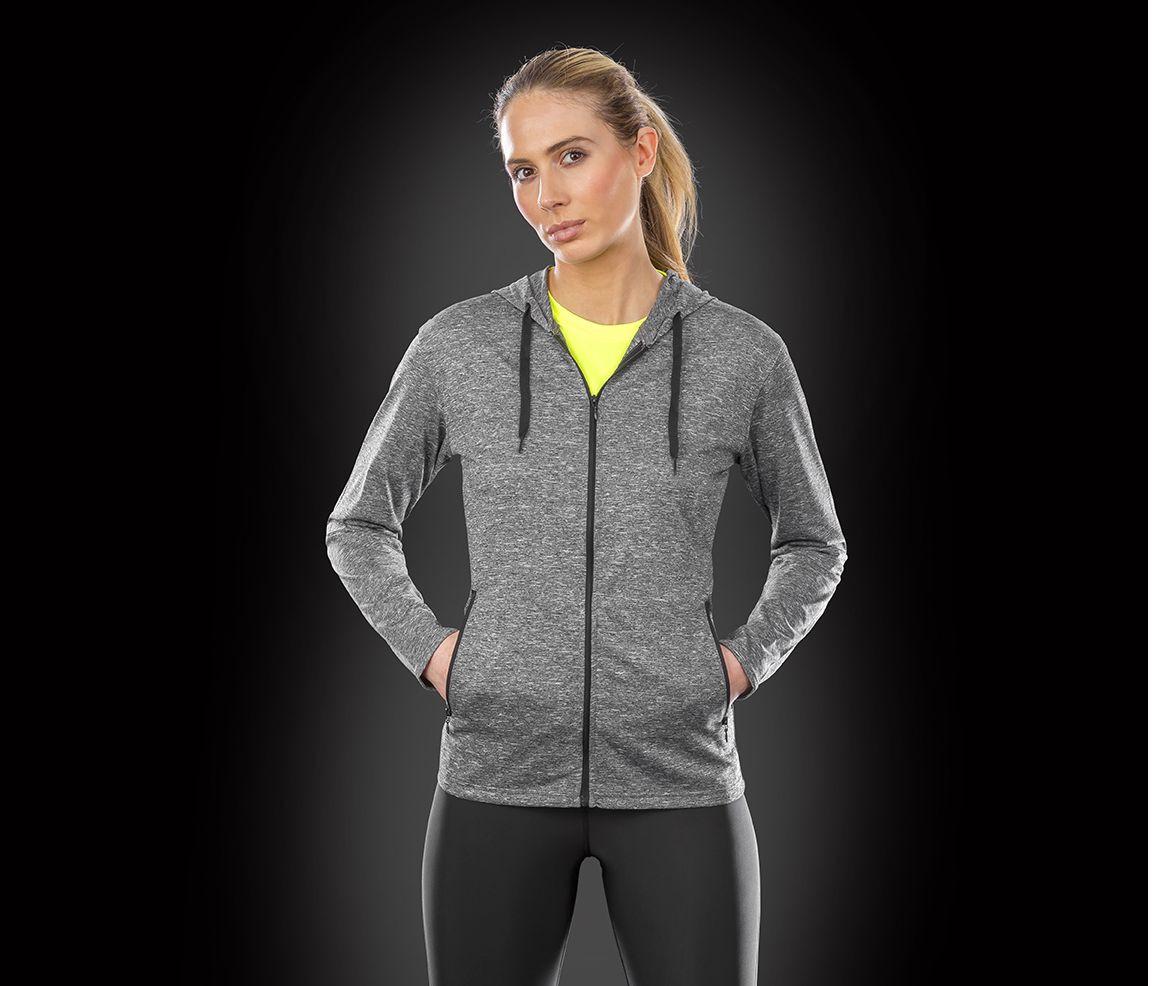 Tee-shirt de sport zippé à capuche femme