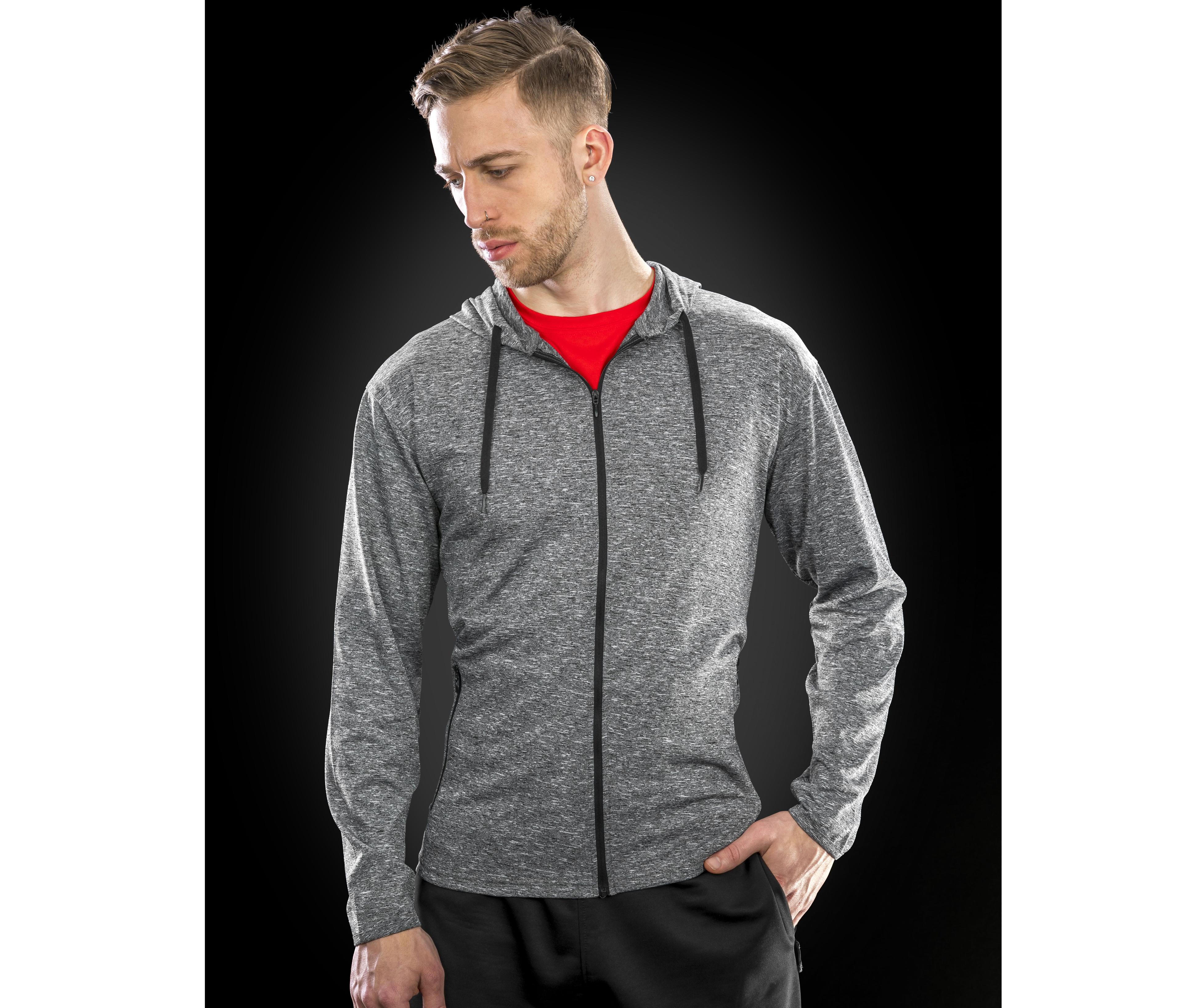 Tee-shirt de sport zippé à capuche homme