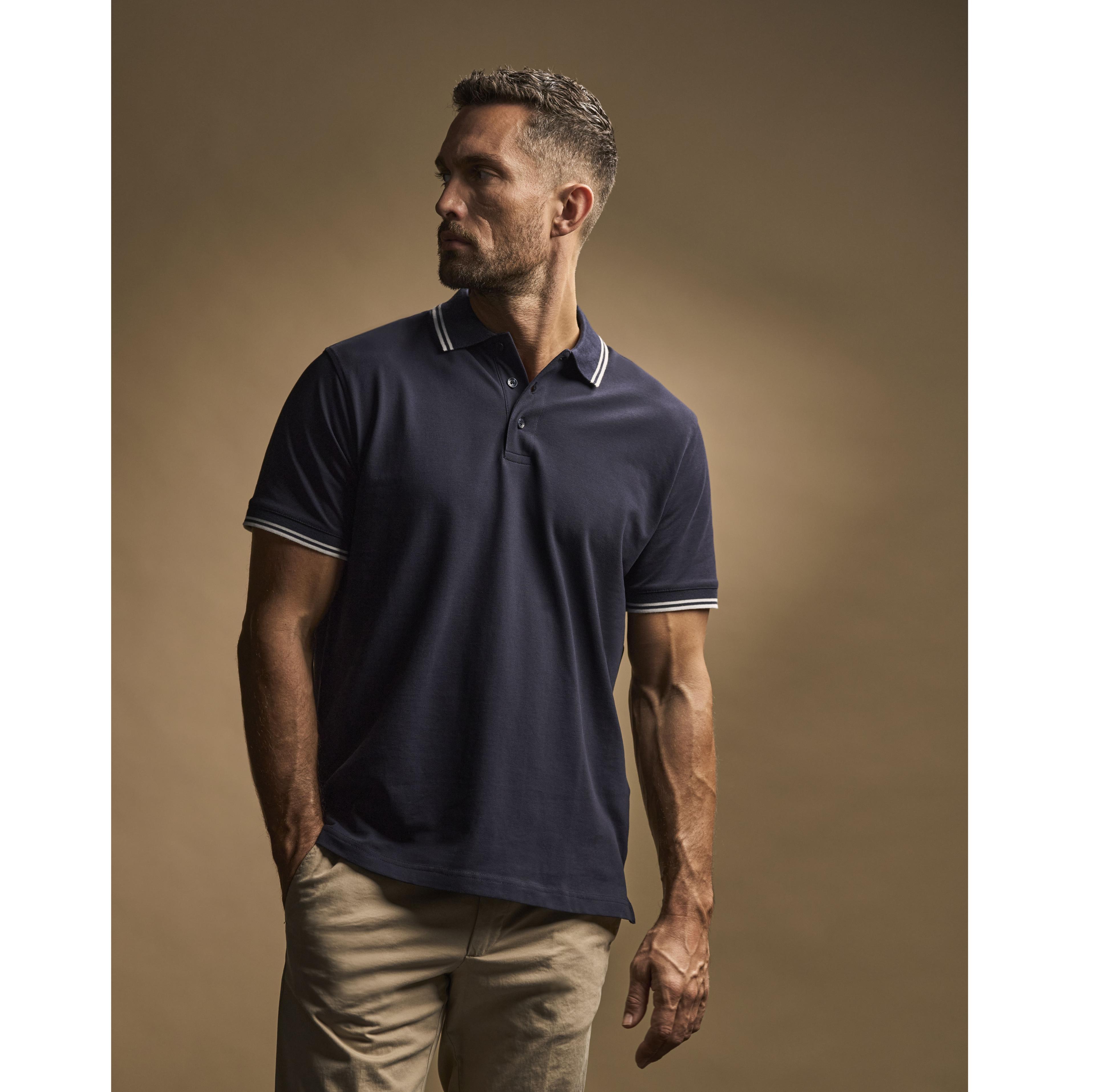 Polo homme col et manches contrastés