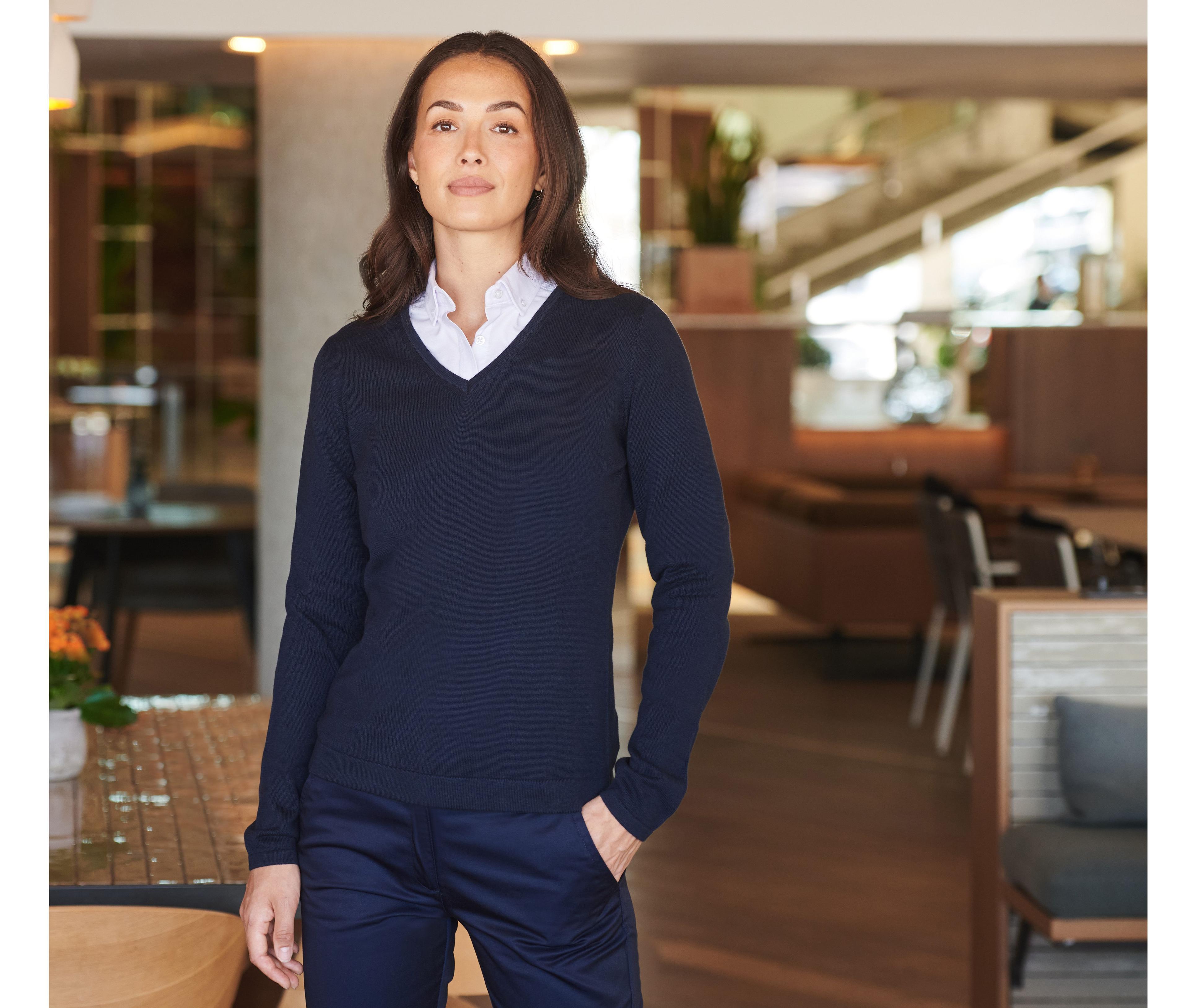 Pull col V femme