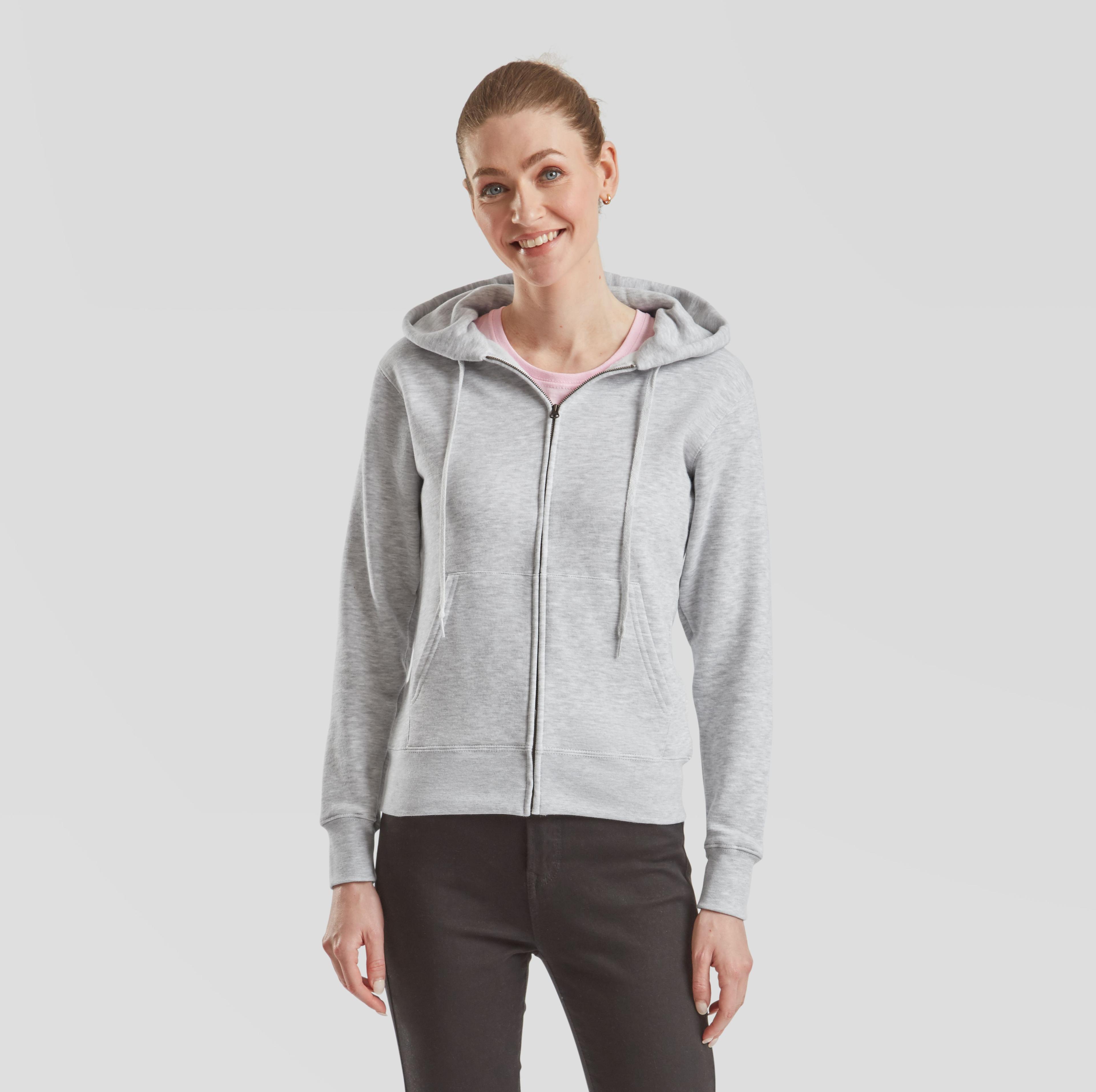 Sweat capuche grand zip femme