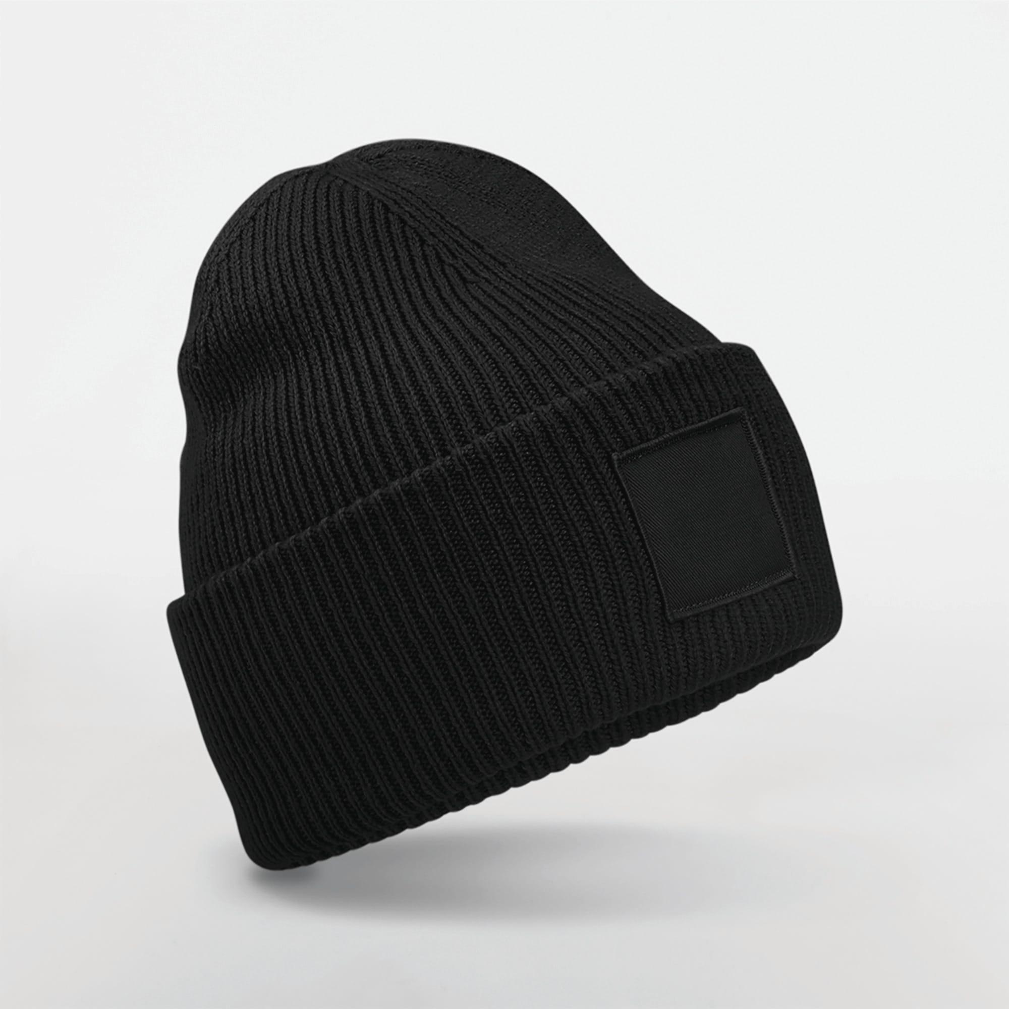 Bonnet à large revers avec patch ton sur ton