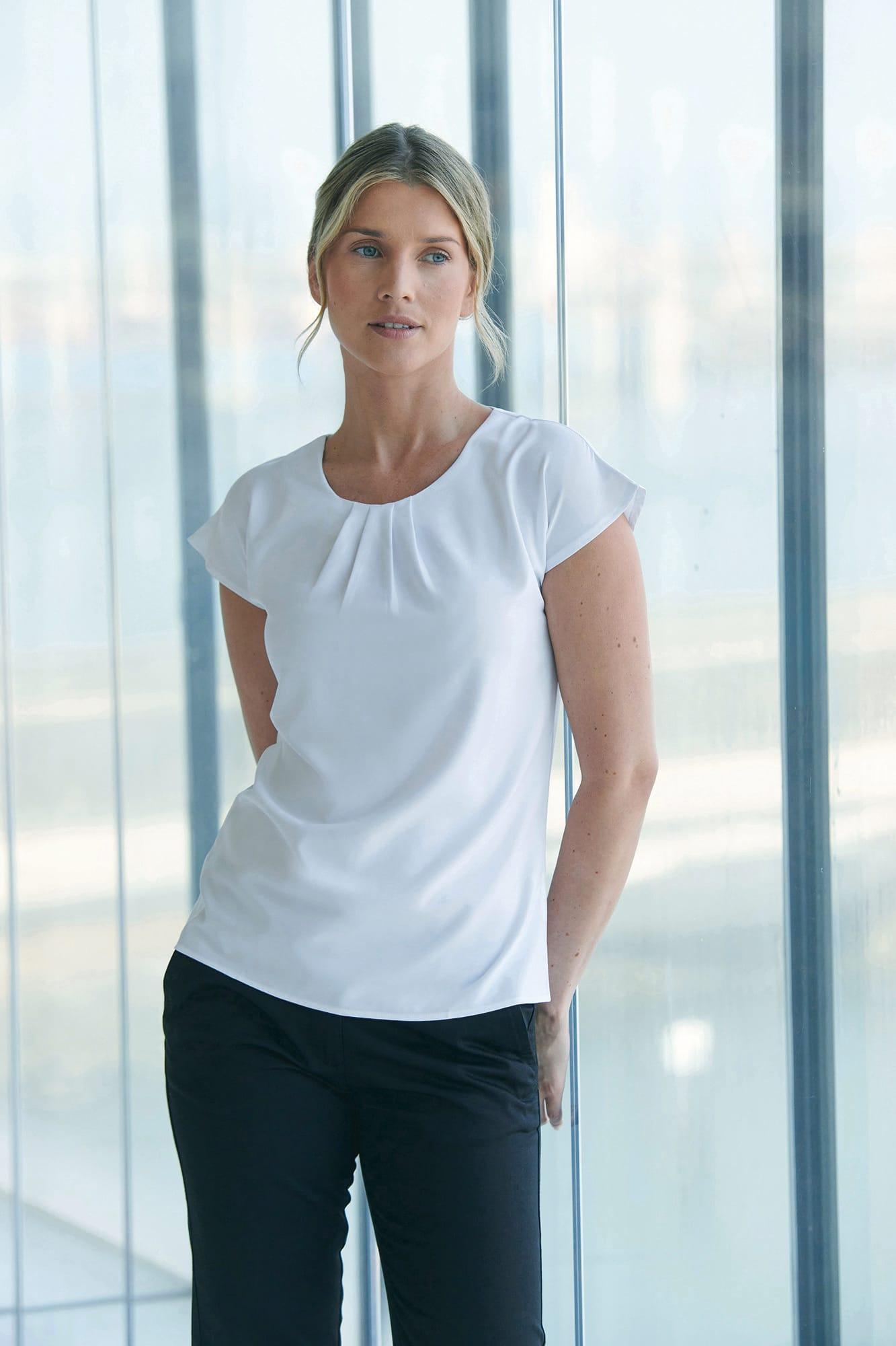 Top col plissé femme