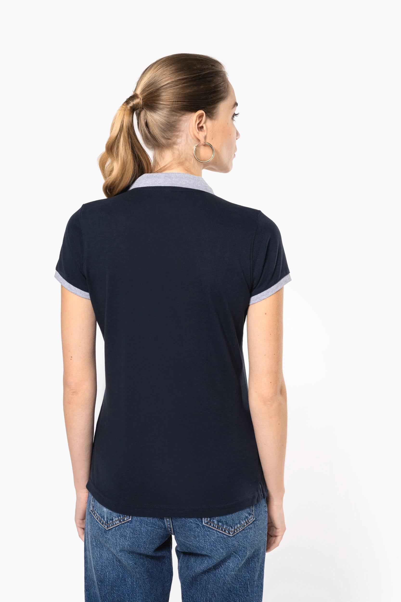 Polo piqué bicolore femme