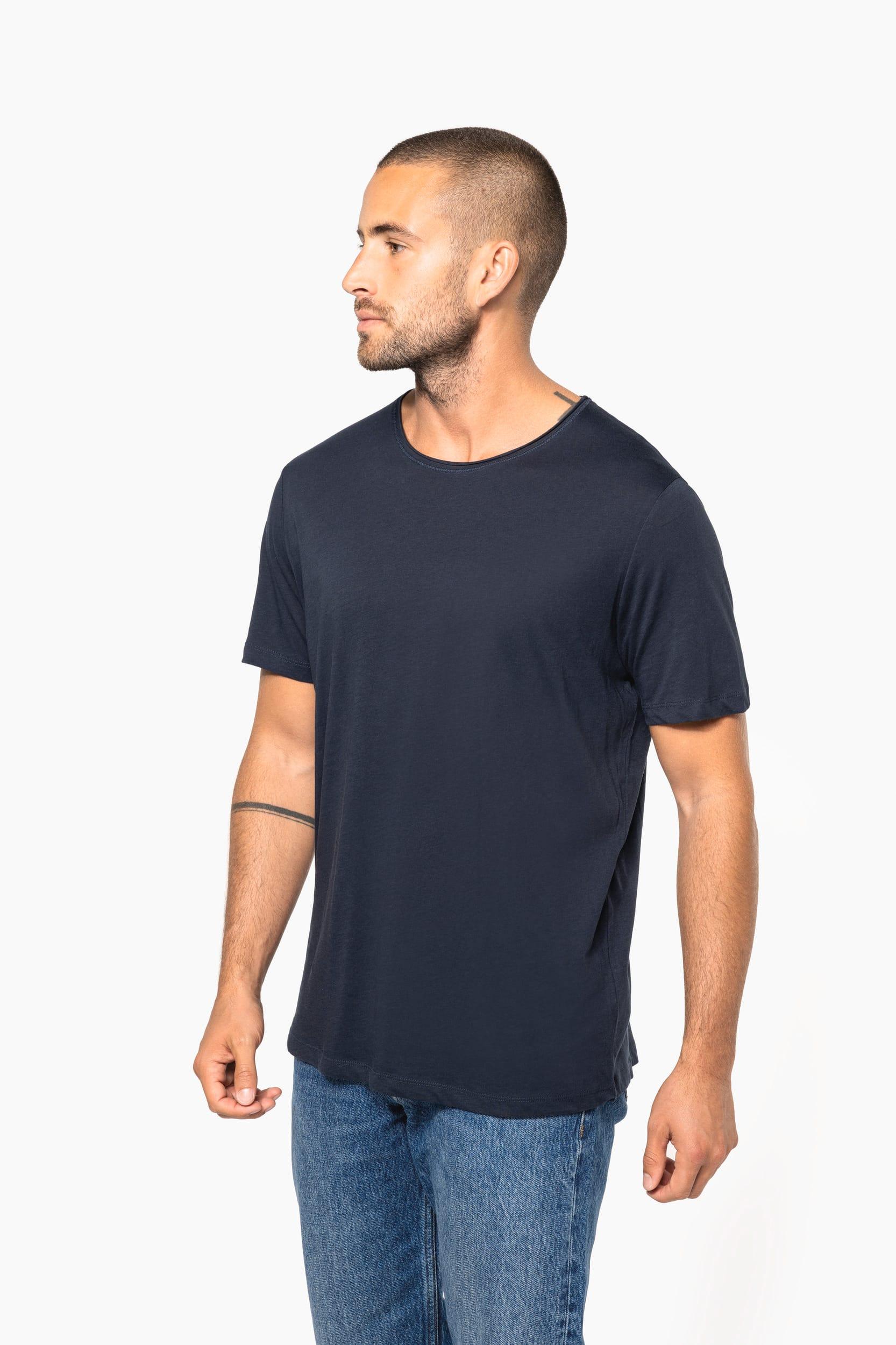 T-shirt Bio col à bords francs manches courtes homme