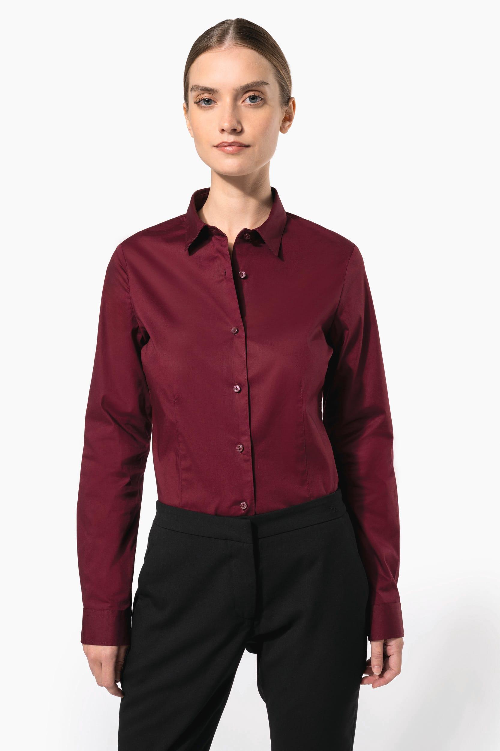 Chemise coton / élasthanne manches longues femme