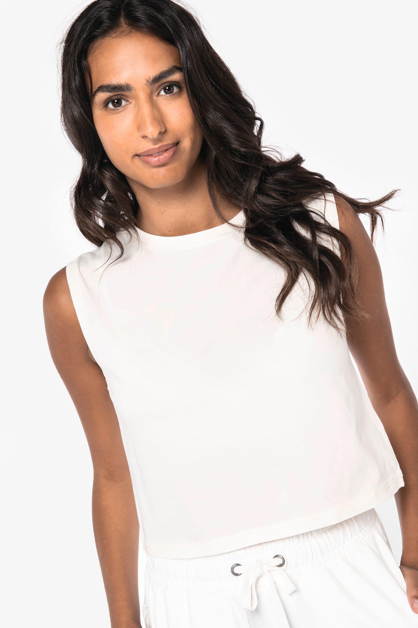 T-shirt écoresponsable  crop sans manche femme