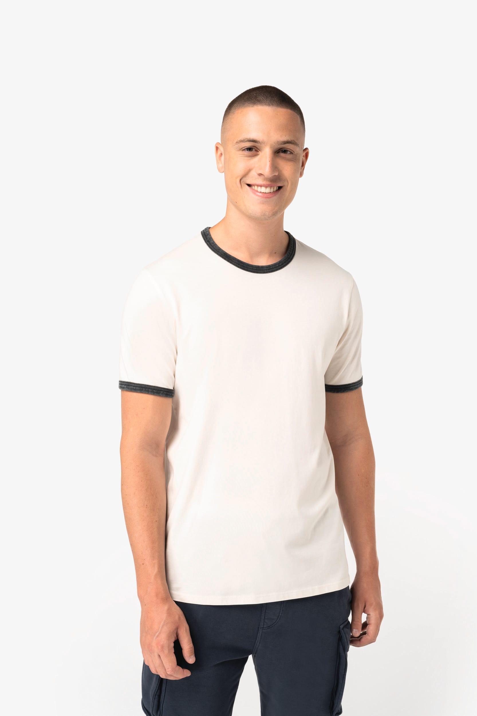 T-shirt ringer écoresponsable à bords contrastés effet délavé homme