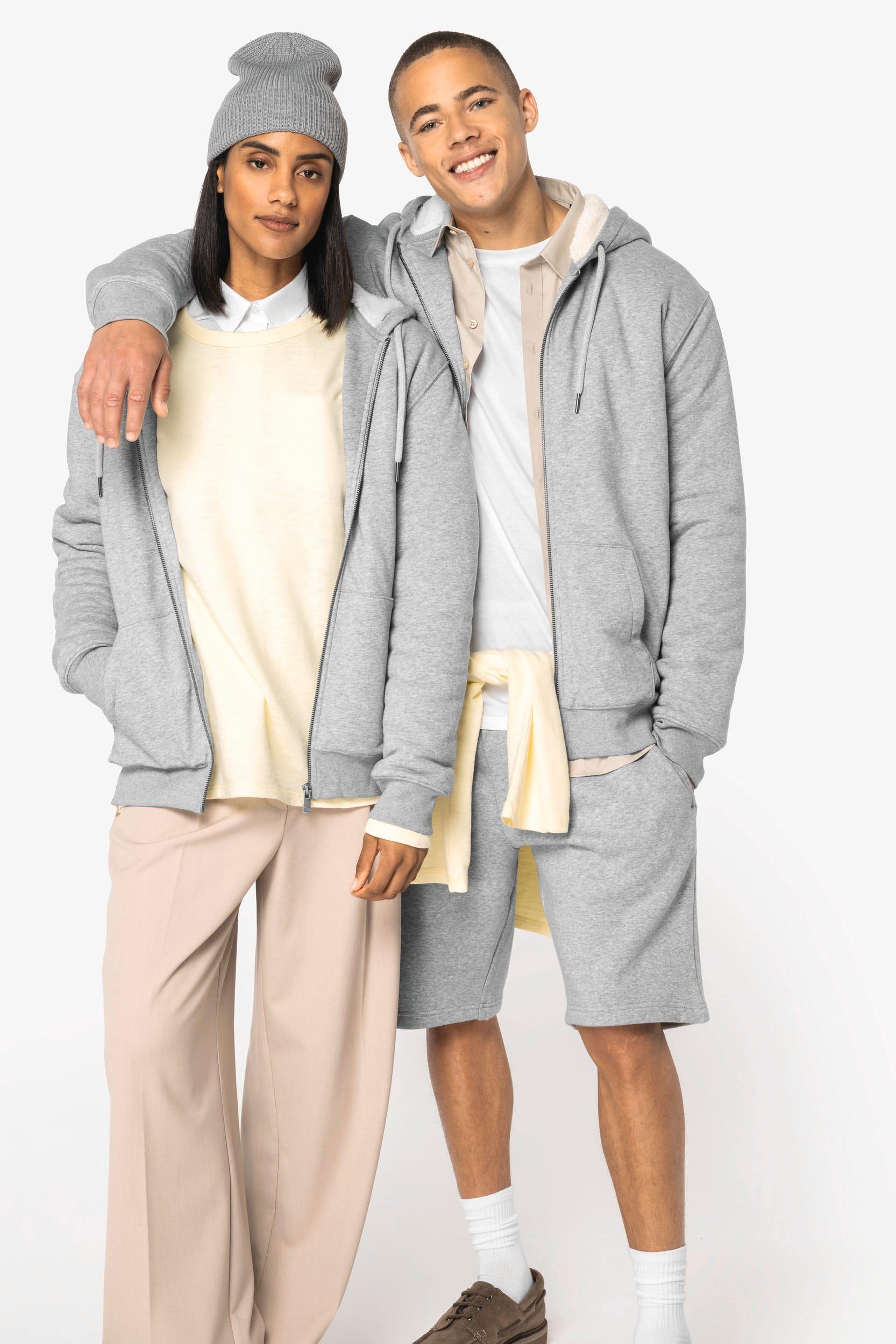 Sweat-shirt écoresponsable zippé doublé en sherpa unisexe