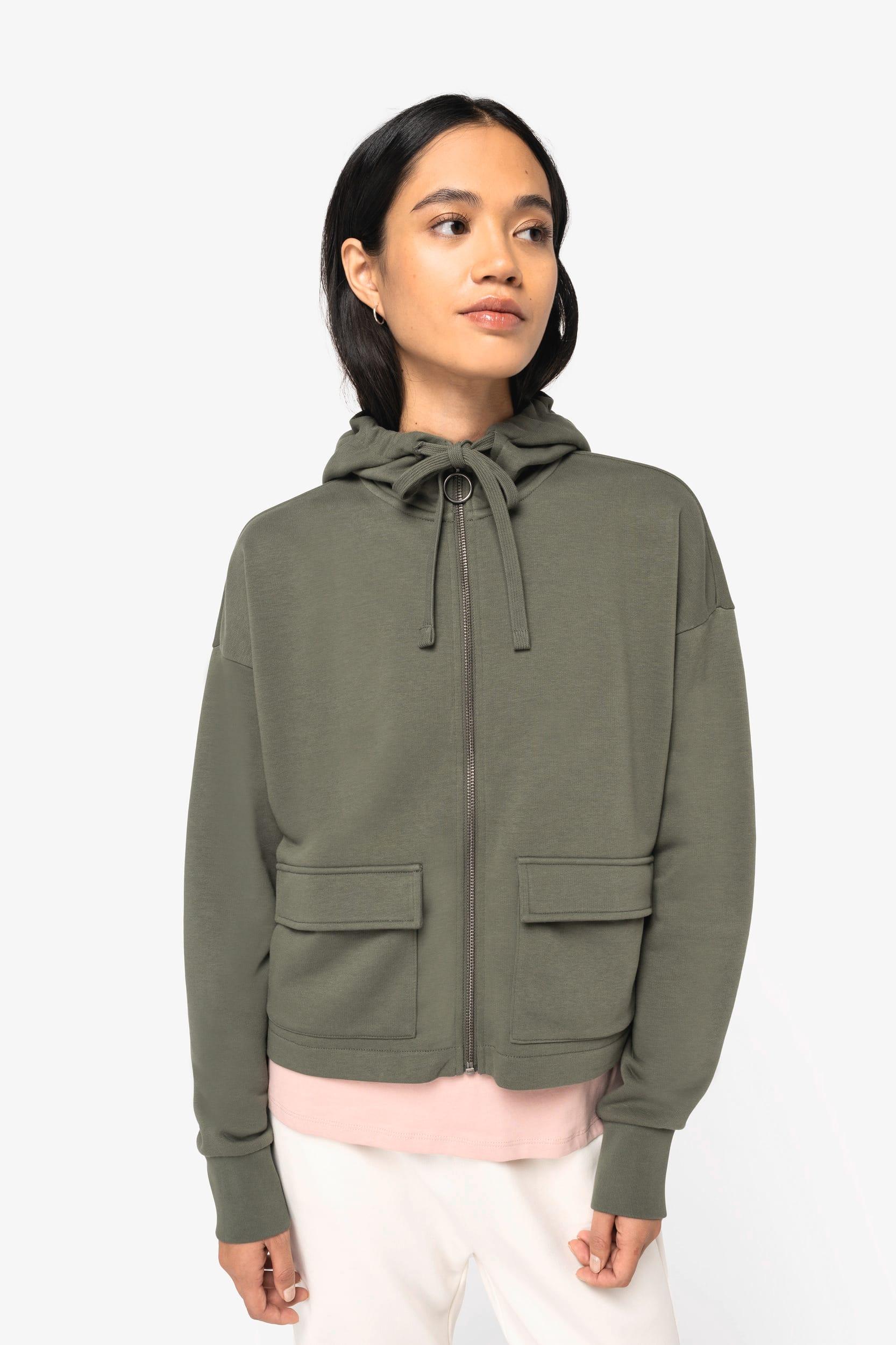 Sweat-shirt écoresponsable zippé à capuche French Terry femme