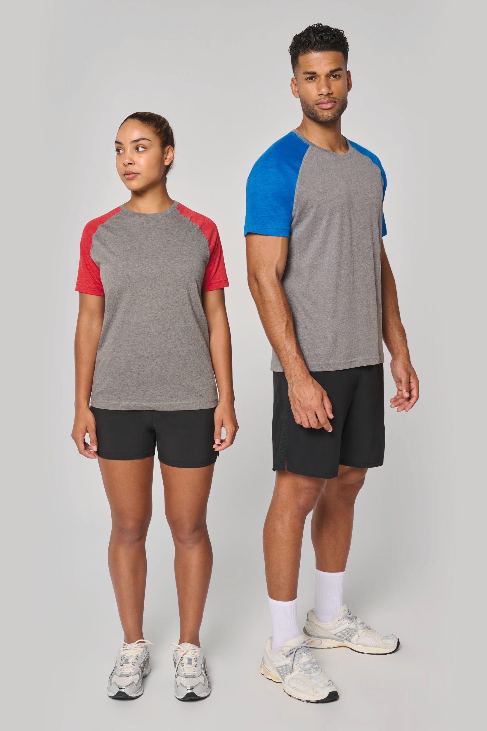 T-shirt triblend bicolore sport manches courtes unisexe