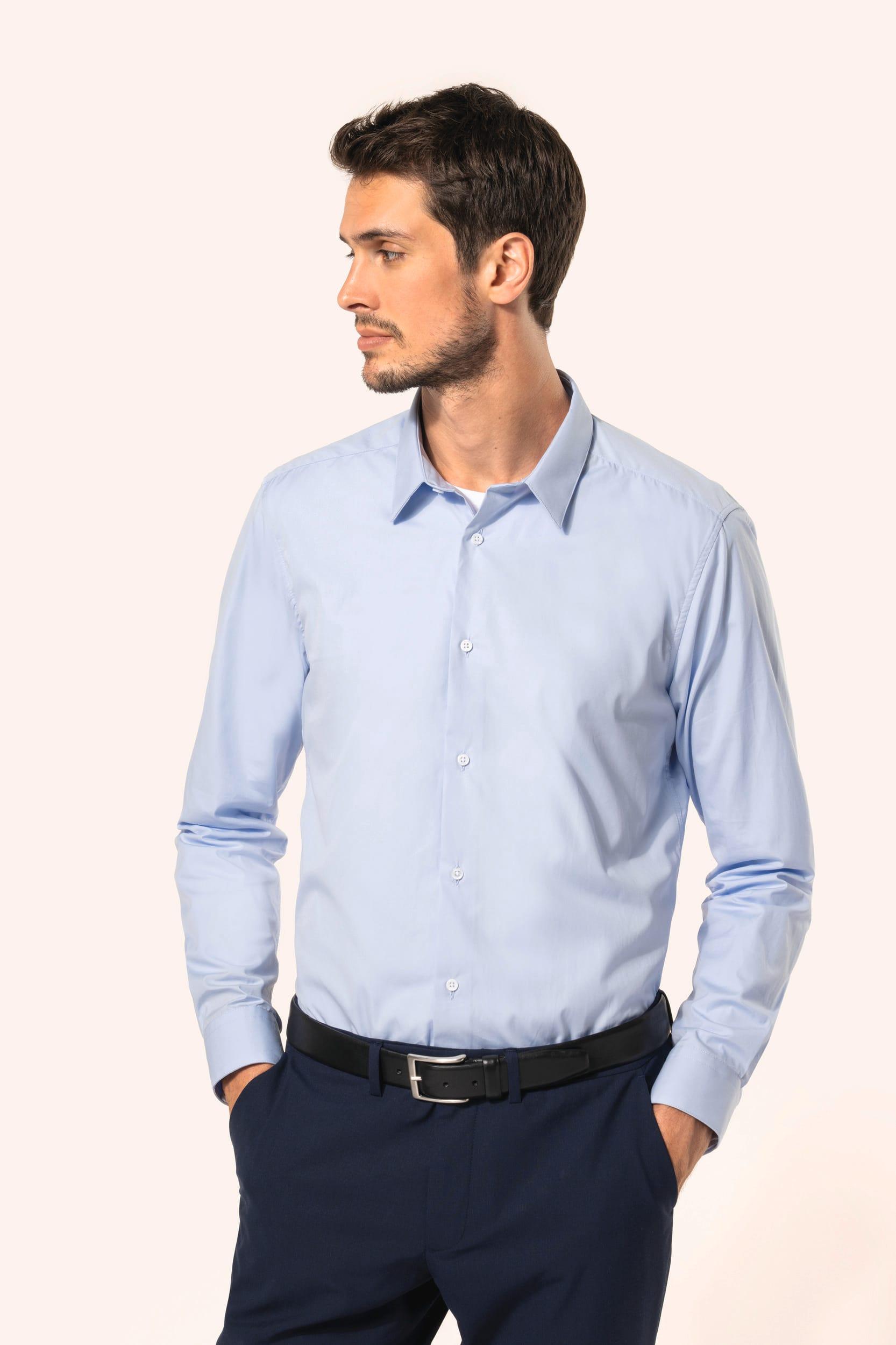 Chemise popeline manches longues homme
