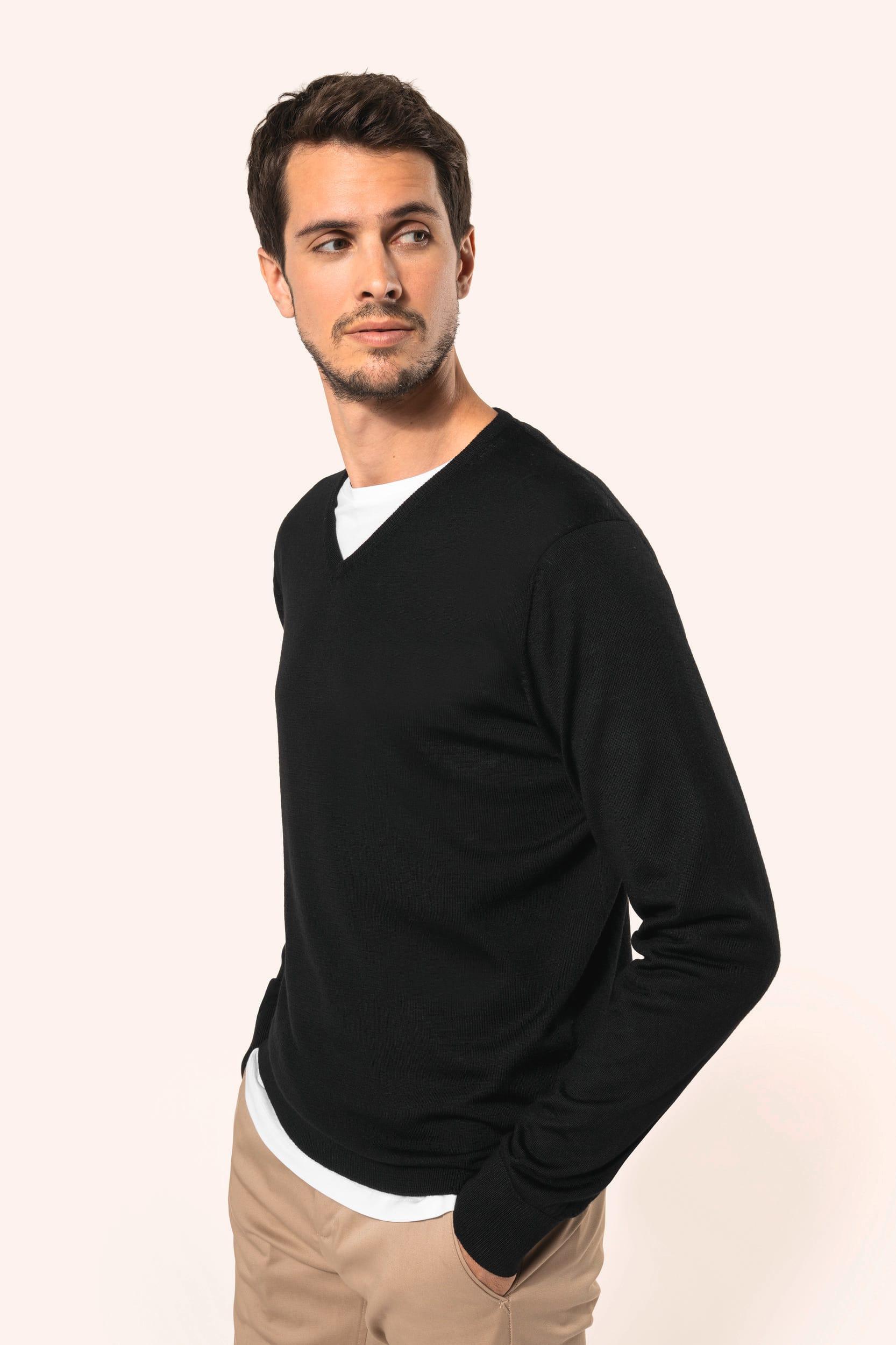 Pull Mérinos col V homme