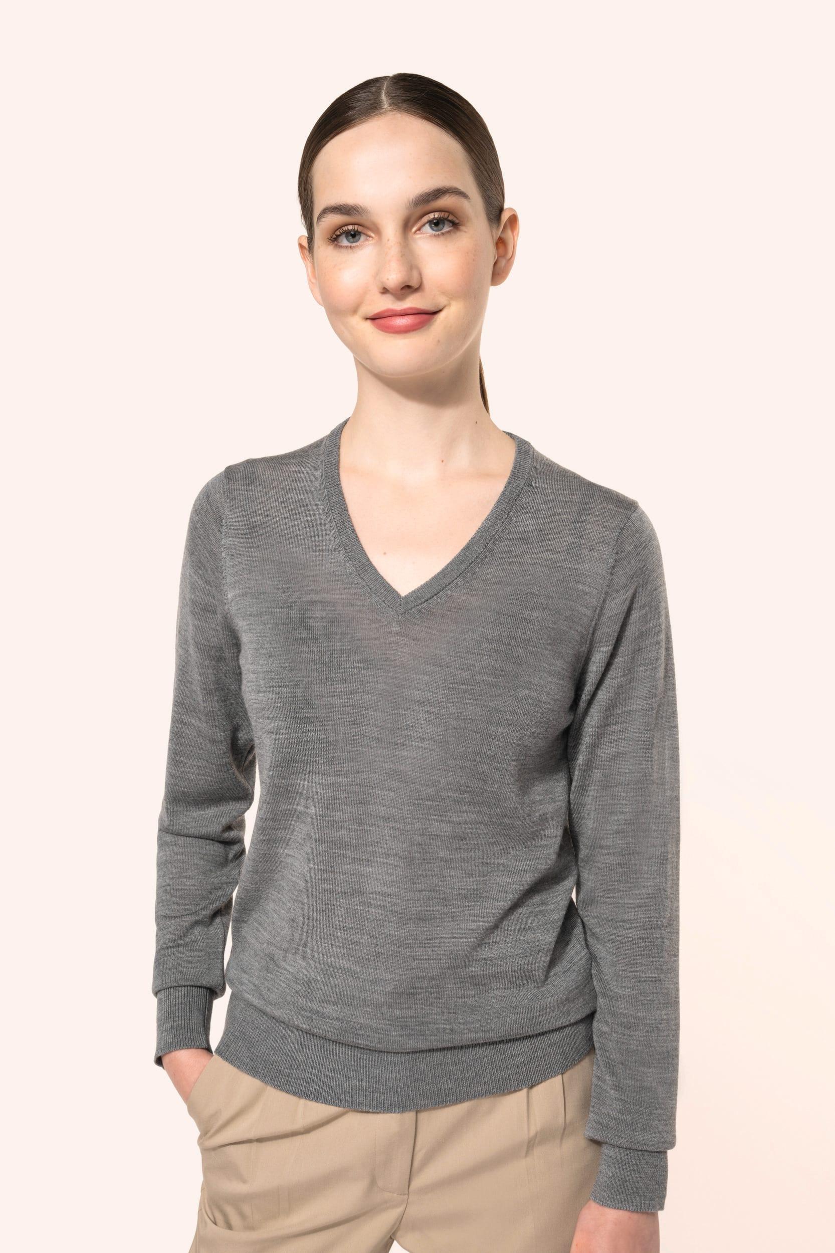 Pull Mérinos col V femme