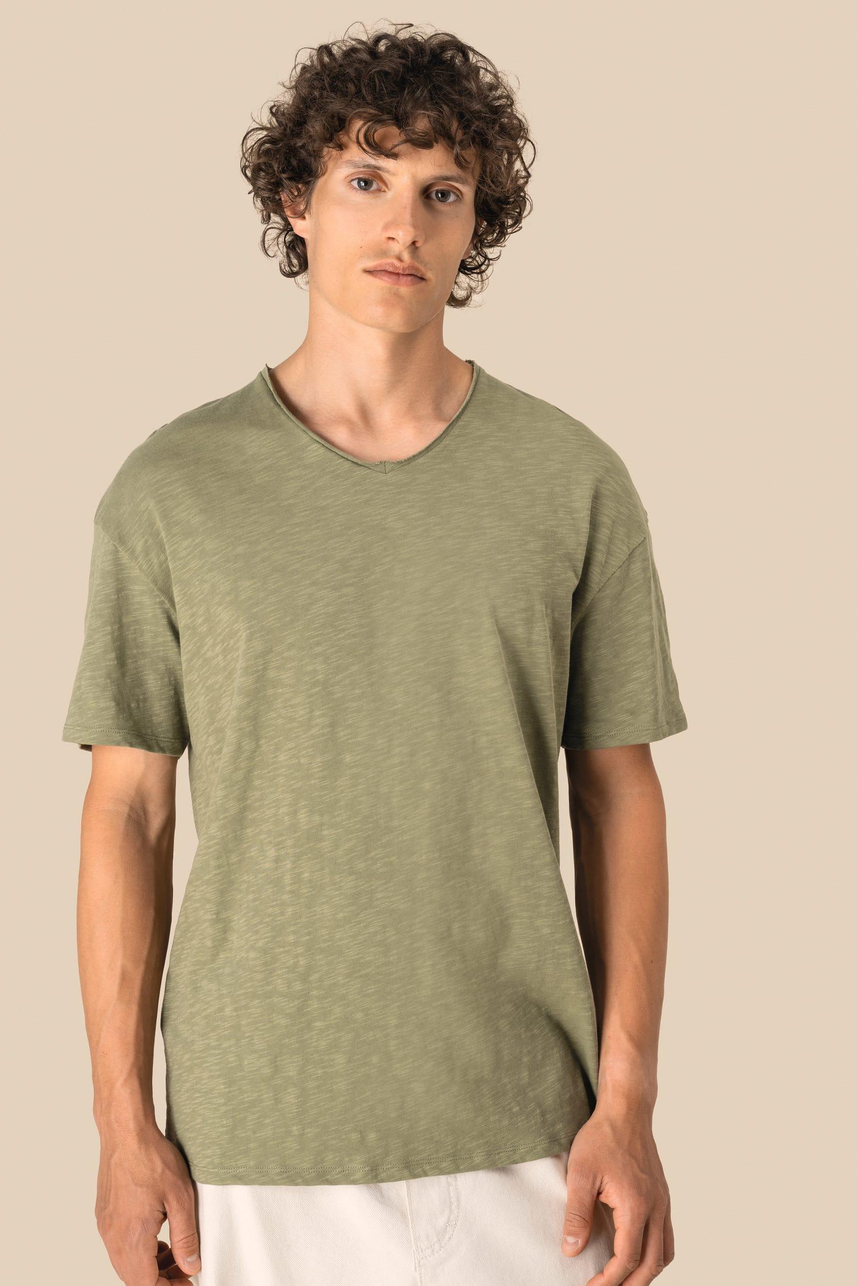 T-shirt écoresponsable col slub à épaules tombantes homme