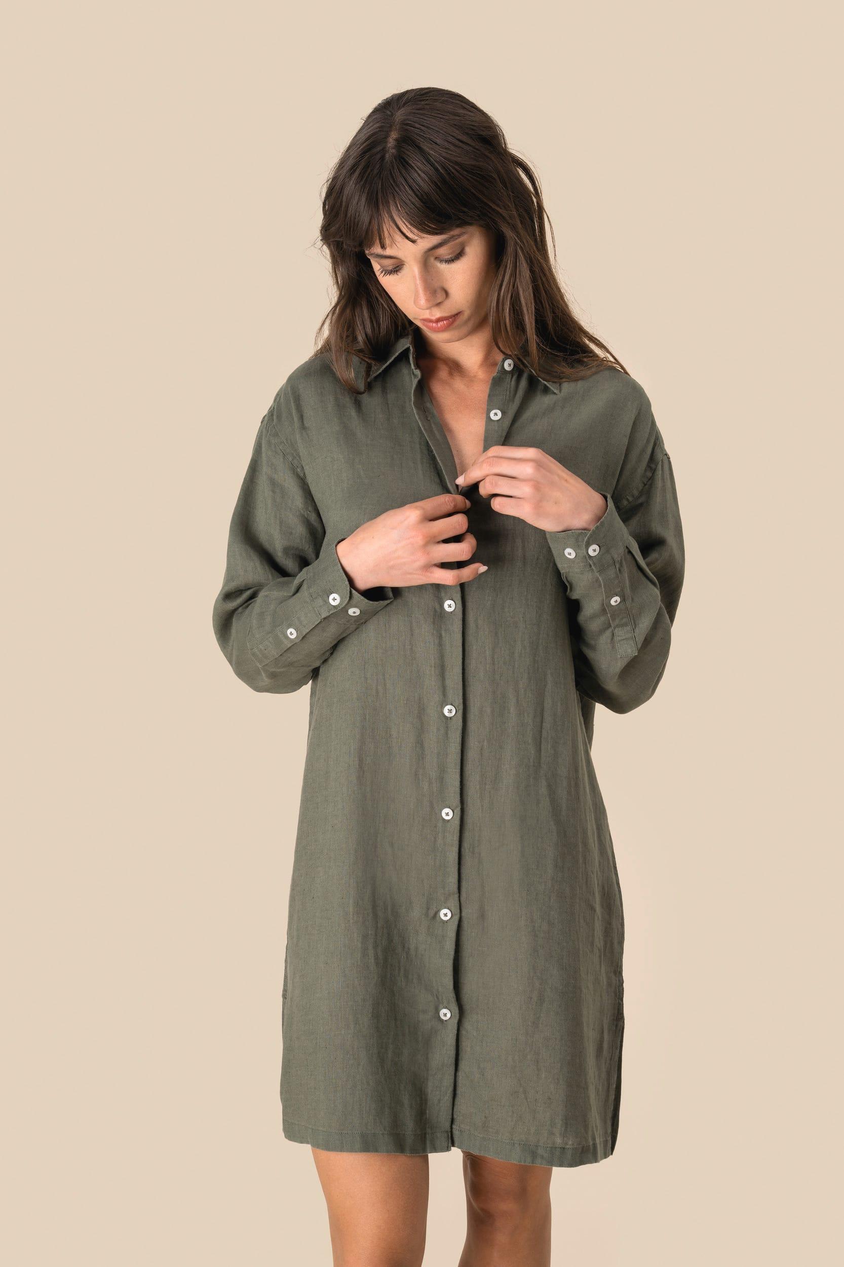 Robe chemise en lin femme