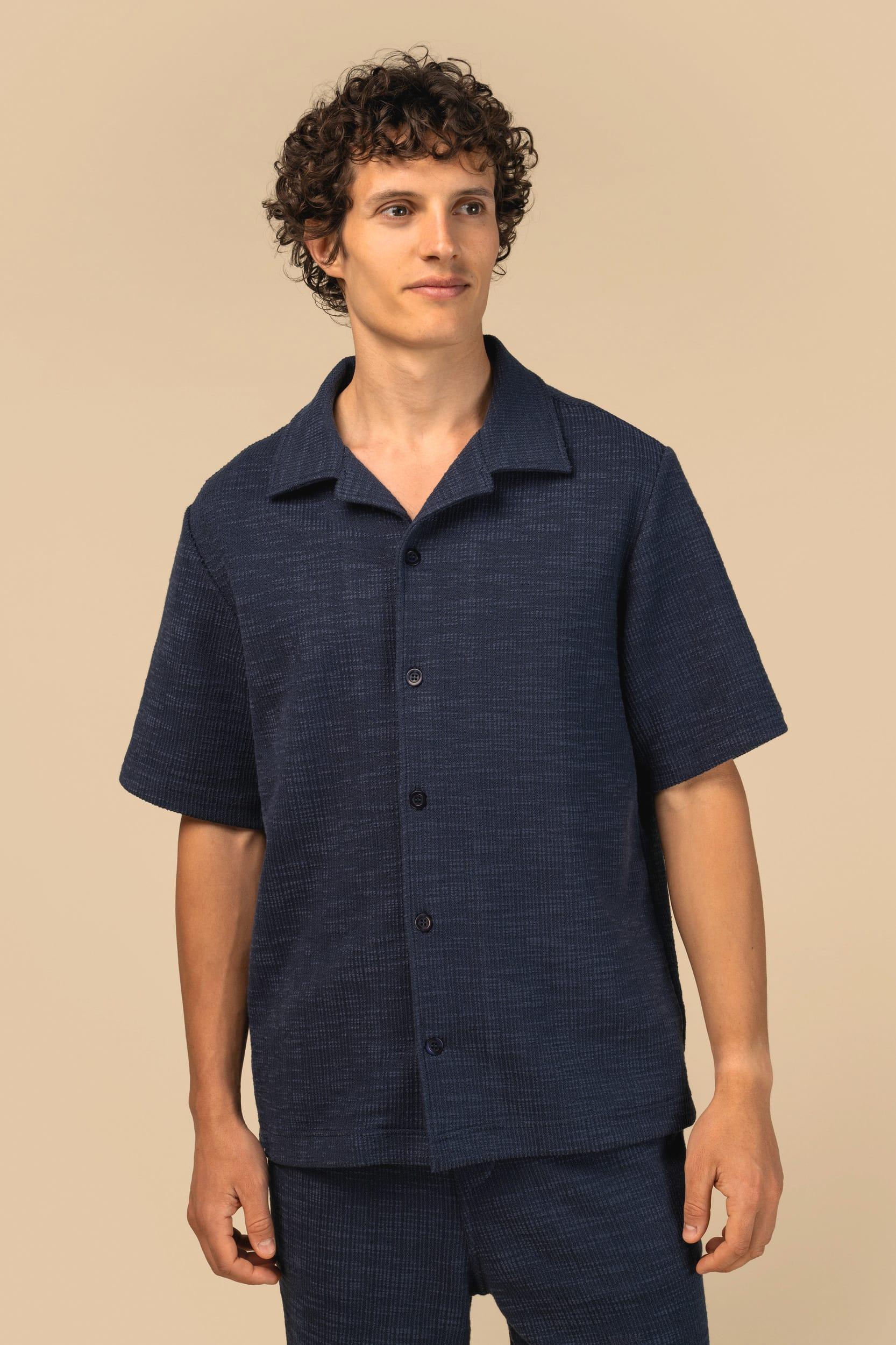 Chemise à manches courtes texturée homme