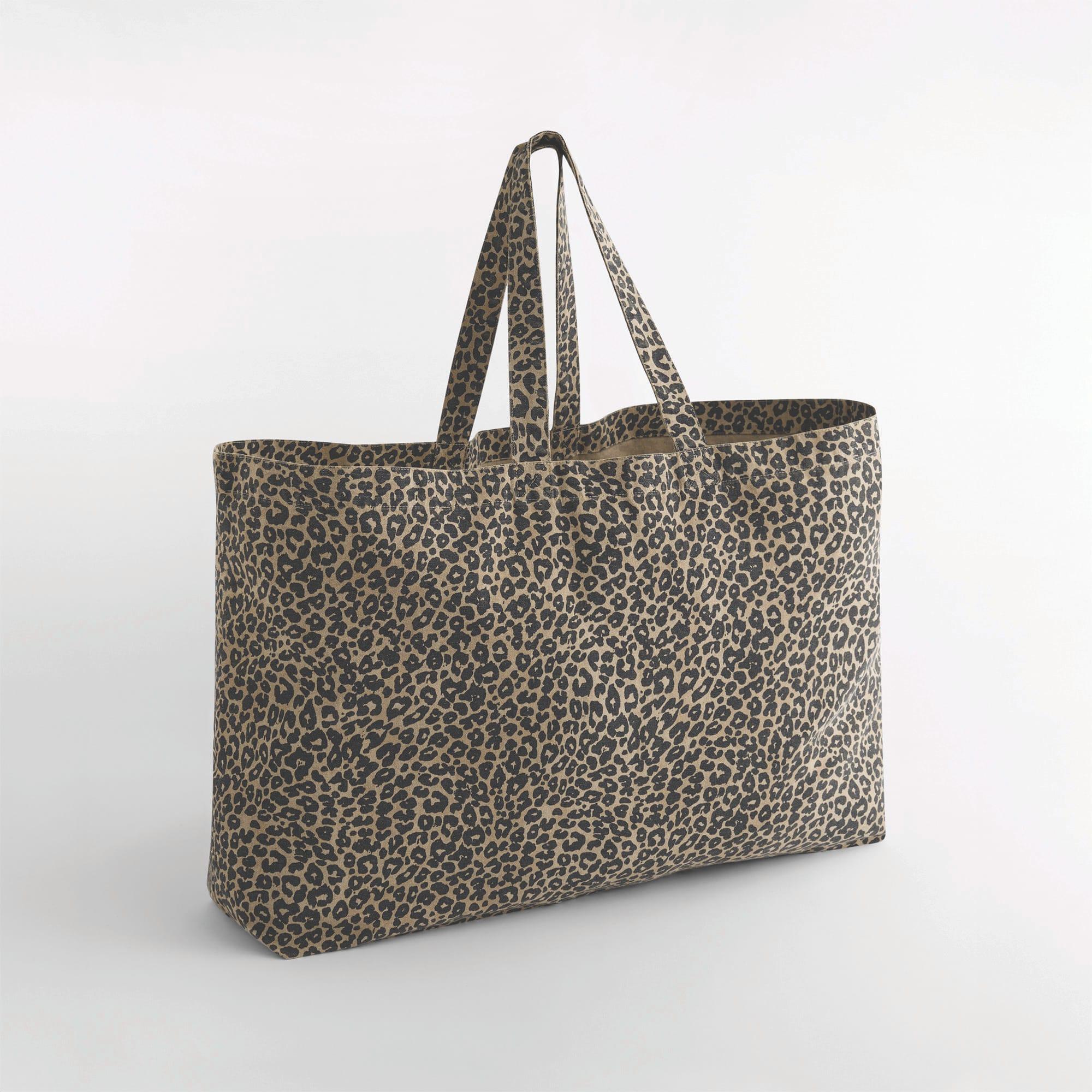 Sac cabas oversize en toile  imprimé léopard