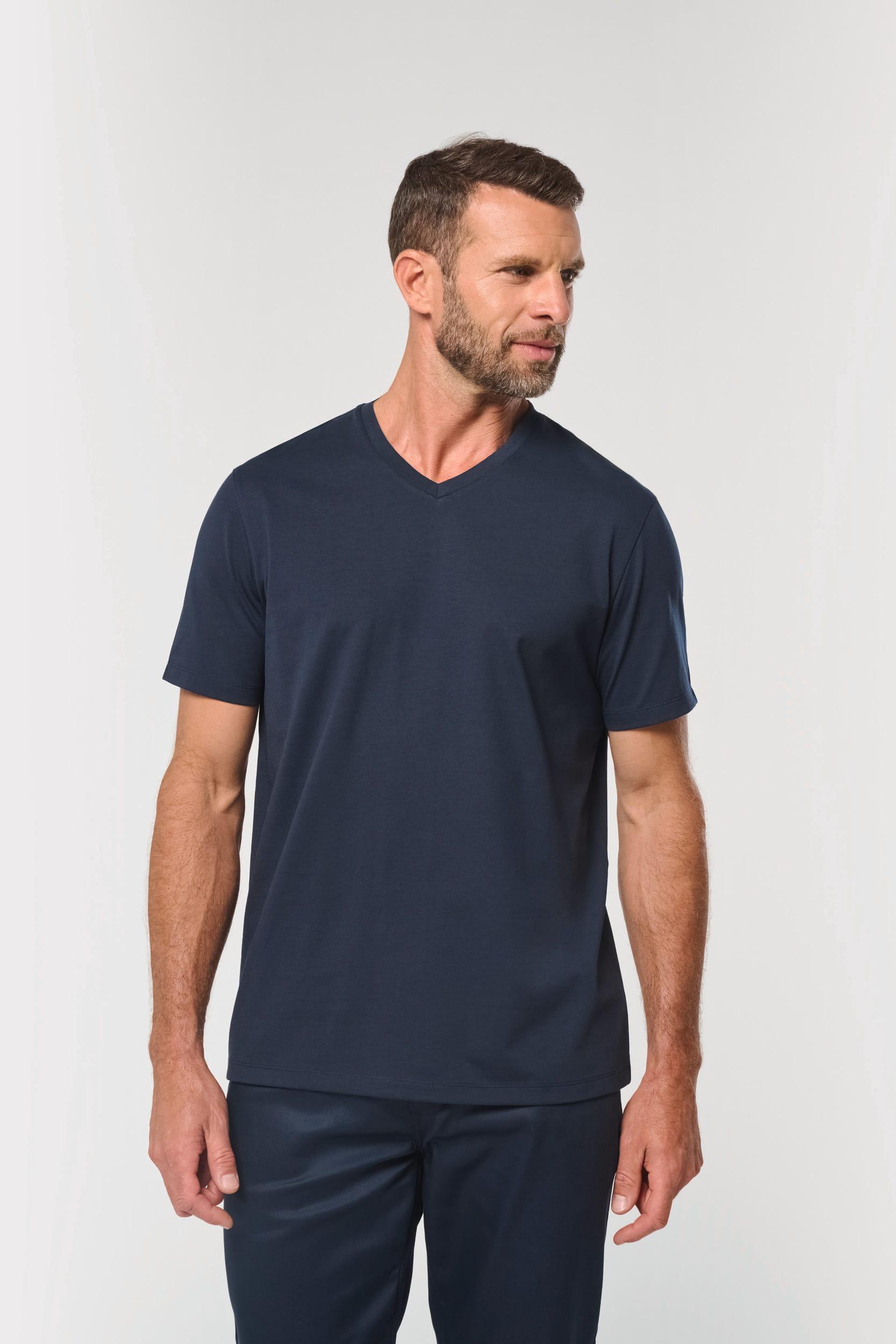 T-shirt écoresponsable col V antibactérien homme