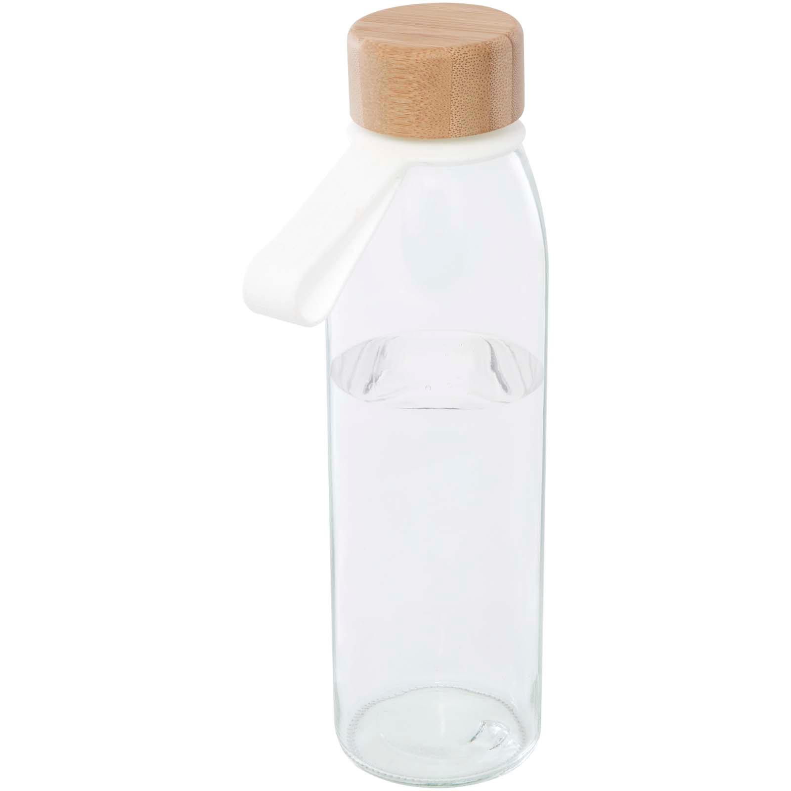 Bouteille d'eau en verre Porto de 500 ml avec poignée en silicone et couvercle en bambou 