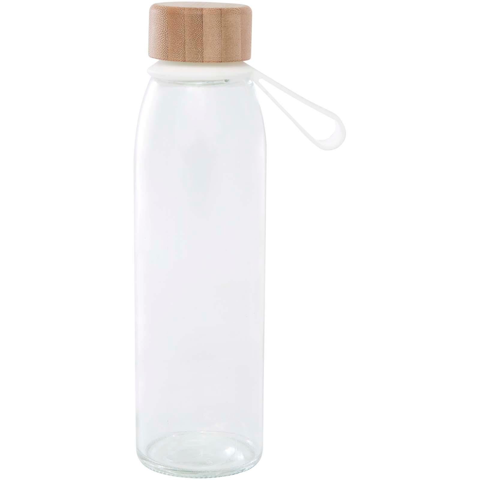 Bouteille d'eau en verre Porto de 500 ml avec poignée en silicone et couvercle en bambou 