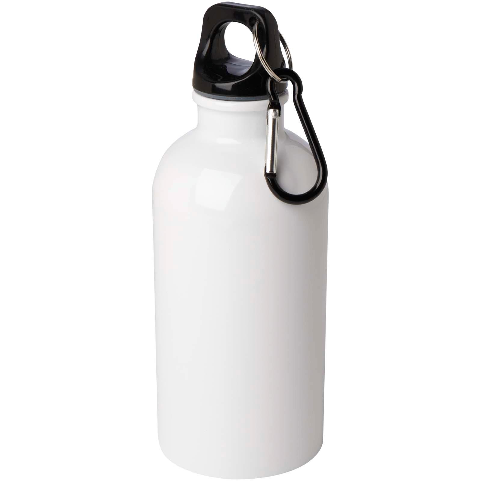 Bouteille d'eau Oregon de 400 ml simple paroi en acier recyclé certifié RCS avec mousqueton
