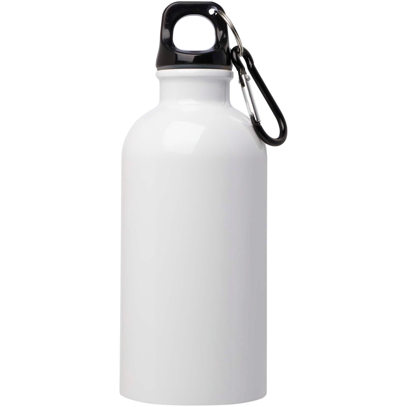 Bouteille d'eau Oregon de 400 ml simple paroi en acier recyclé certifié RCS avec mousqueton