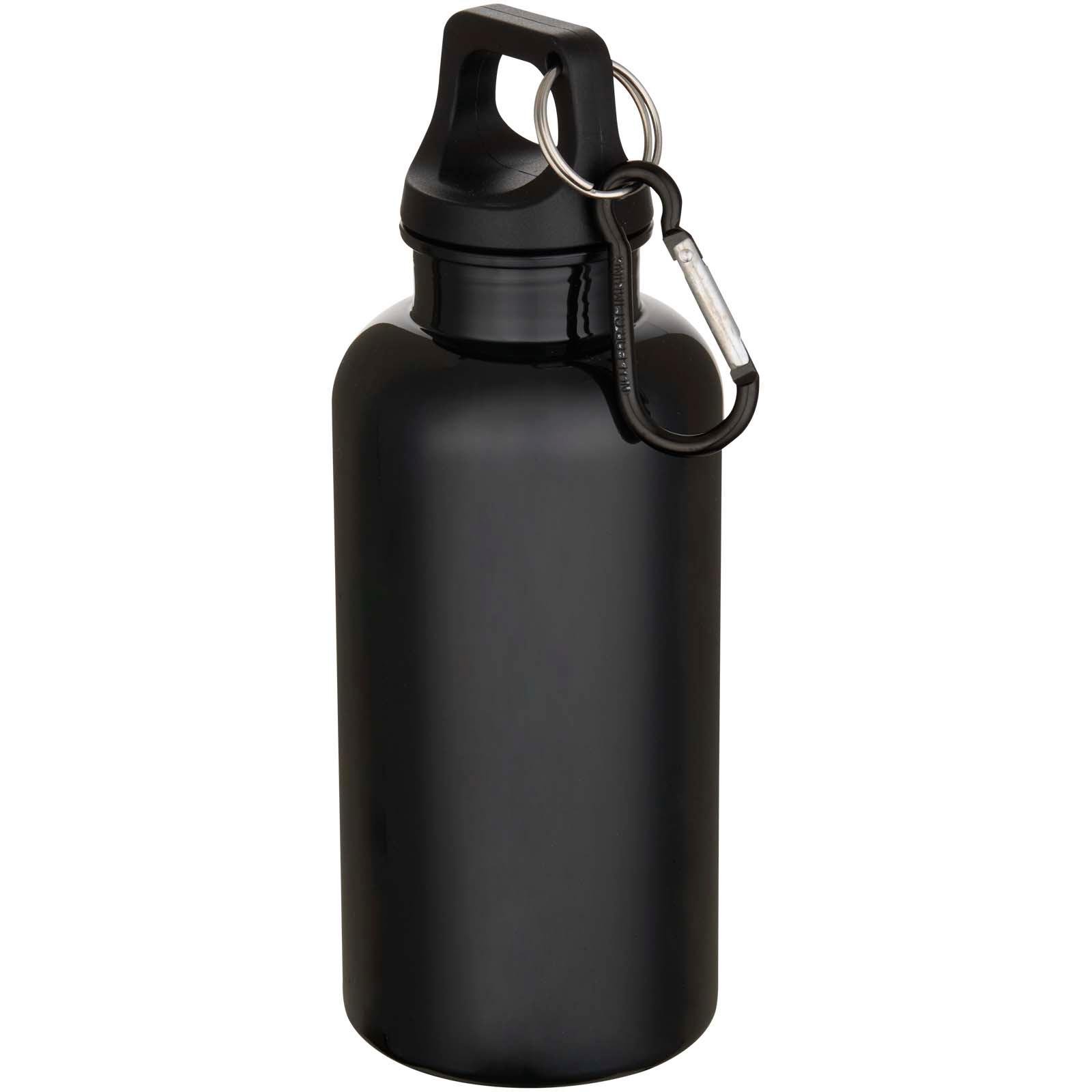 Bouteille d’eau Oregon de 400 ml en plastique recyclé uni certifié RCS avec mousqueton