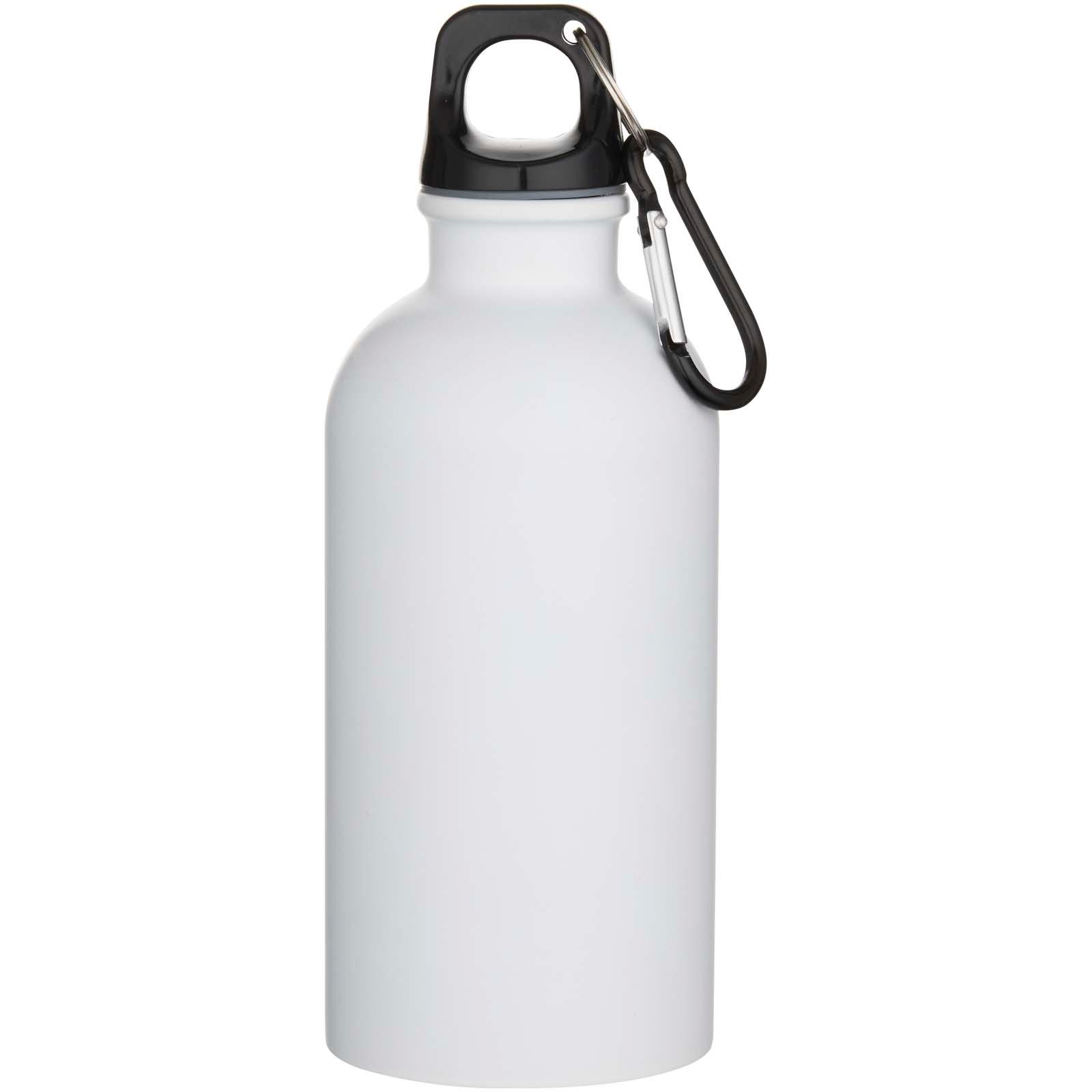 Bouteille d’eau Oregon de 400 ml à simple paroi avec finition MATE, en acier inoxydable recyclé certifié RCS avec mousqueton