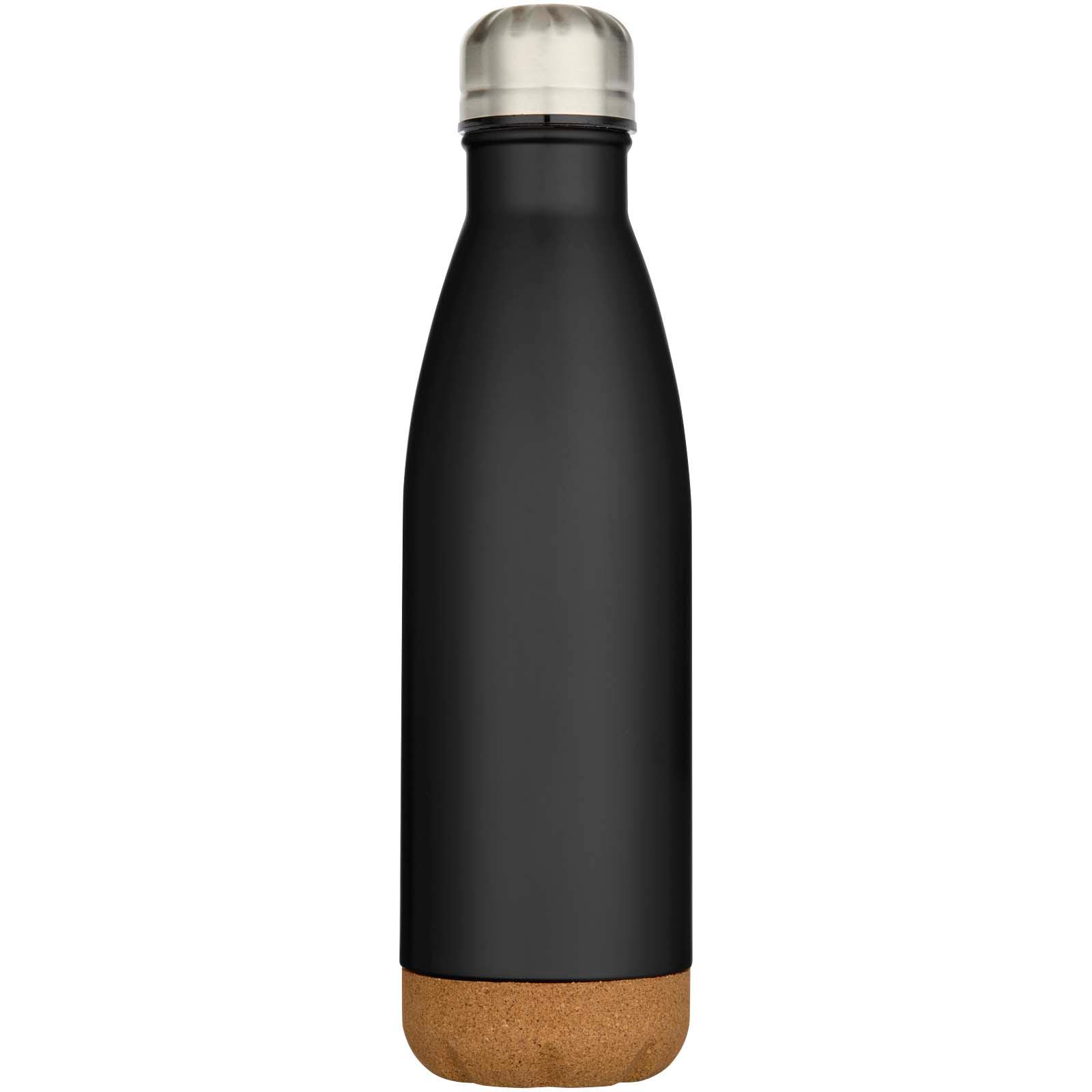 Bouteille d’eau Cove de 500 ml en acier inoxydable isolée sous vide et à double paroi avec détails en liège