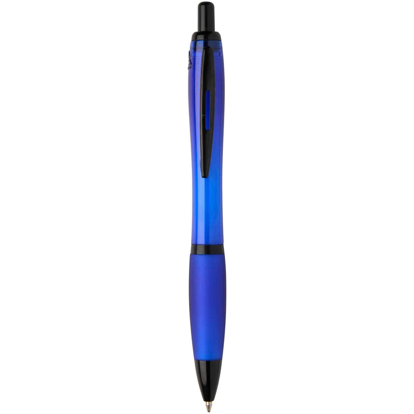 Stylo bille Nash en plastique recyclé avec garnitures noires (encre noire)