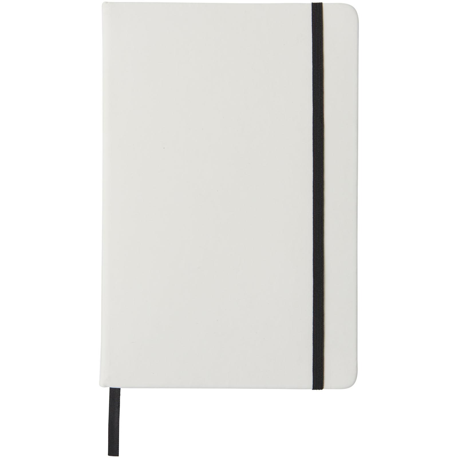 Carnet de notes blanc A5 Spectrum avec élastique de couleur