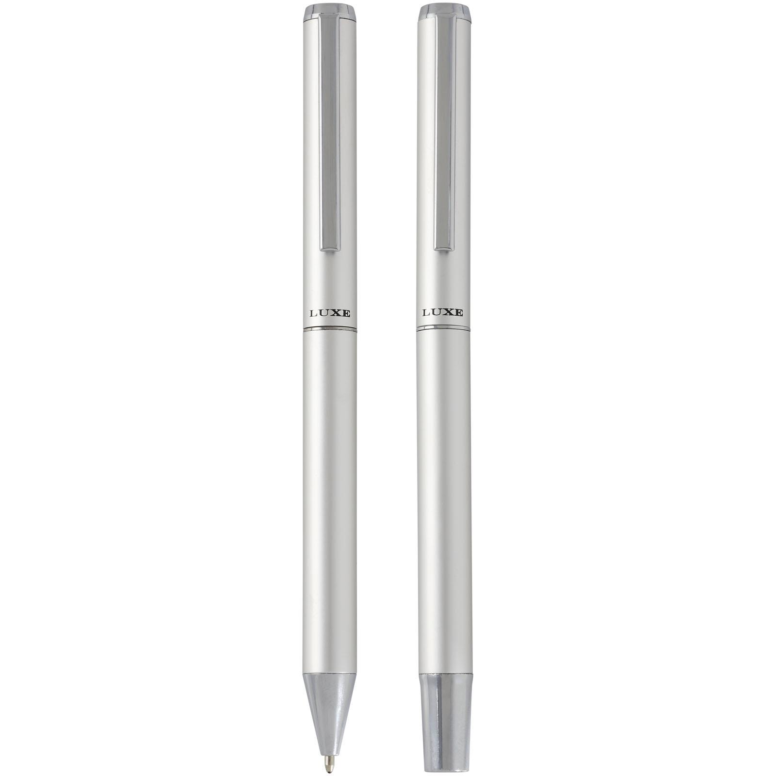 Ensemble-cadeau stylo bille et stylo roller Lucetto en aluminium recyclé (encre noire)