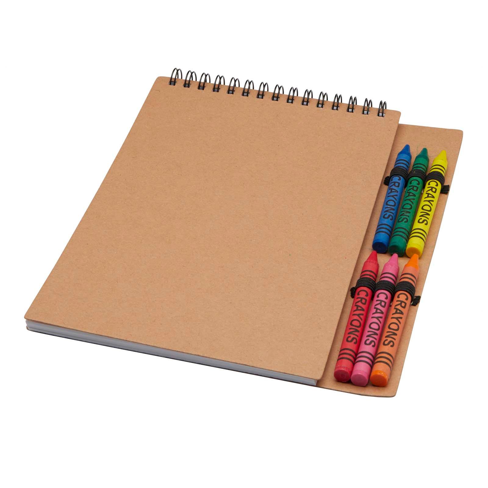 Carnet de notes à spirales Doodle A5 à couverture souple et set de crayons gras