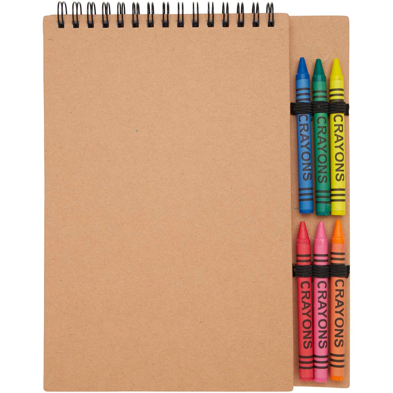 Carnet de notes à spirales Doodle A5 à couverture souple et set de crayons gras