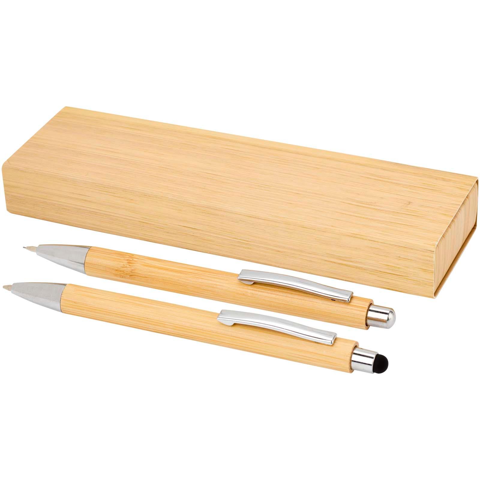 Set stylo bille et porte-mine Oblys en bambou (encre noire)