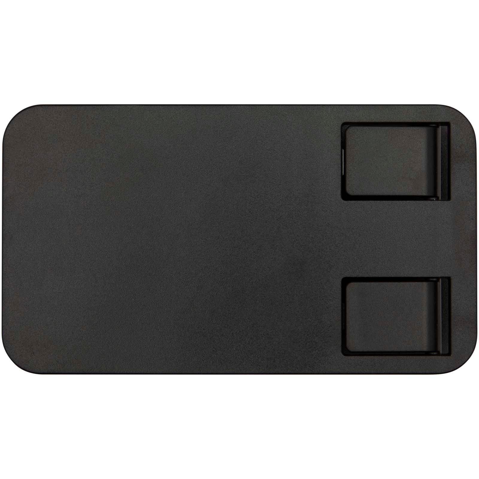 Support de téléphone Alhena pliable en plastique recyclé avec support de bureau en métal