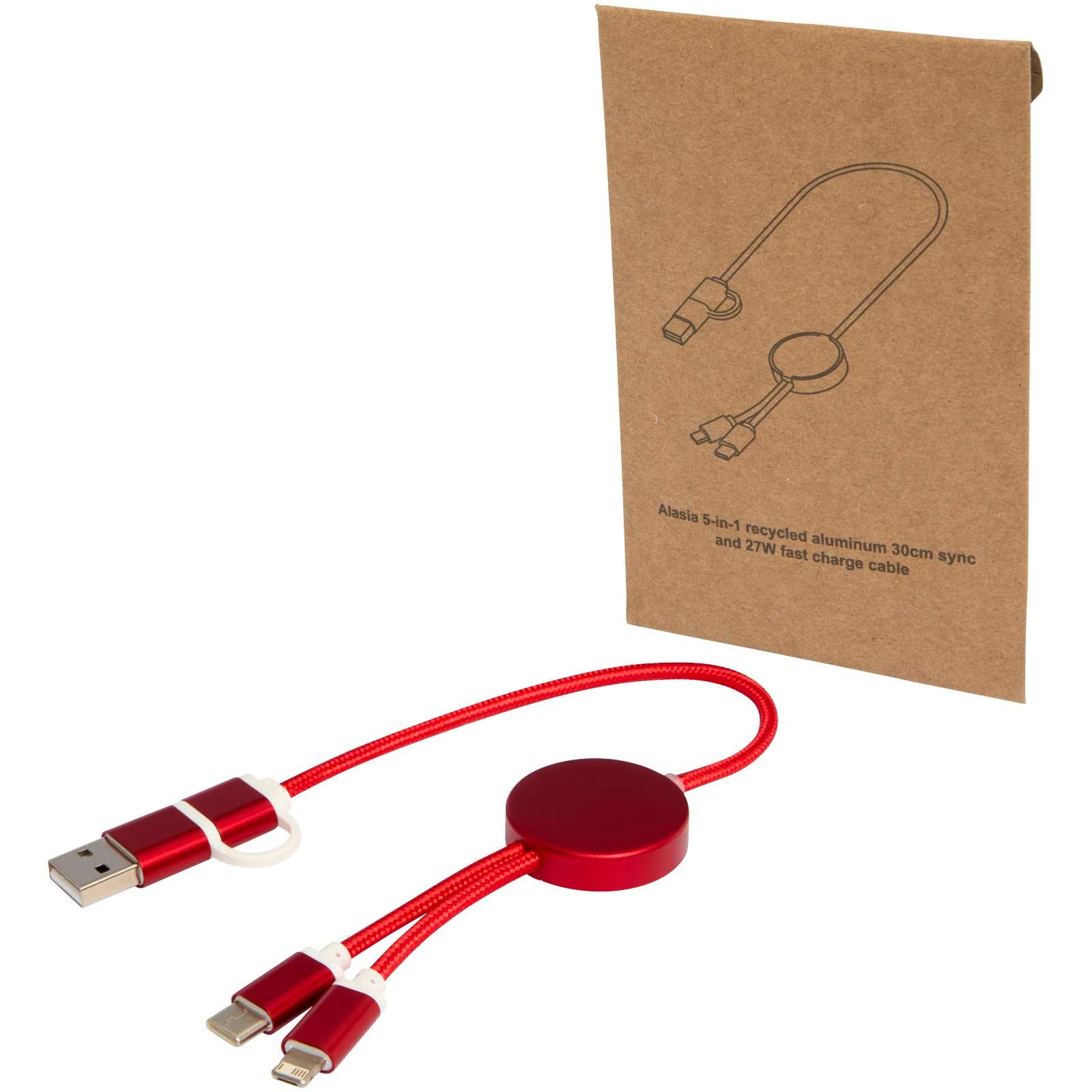 Câble 5 en 1 Alasia en aluminium et plastique recyclés de 30 cm pour la synchronisation des données et la charge rapide de 27 W