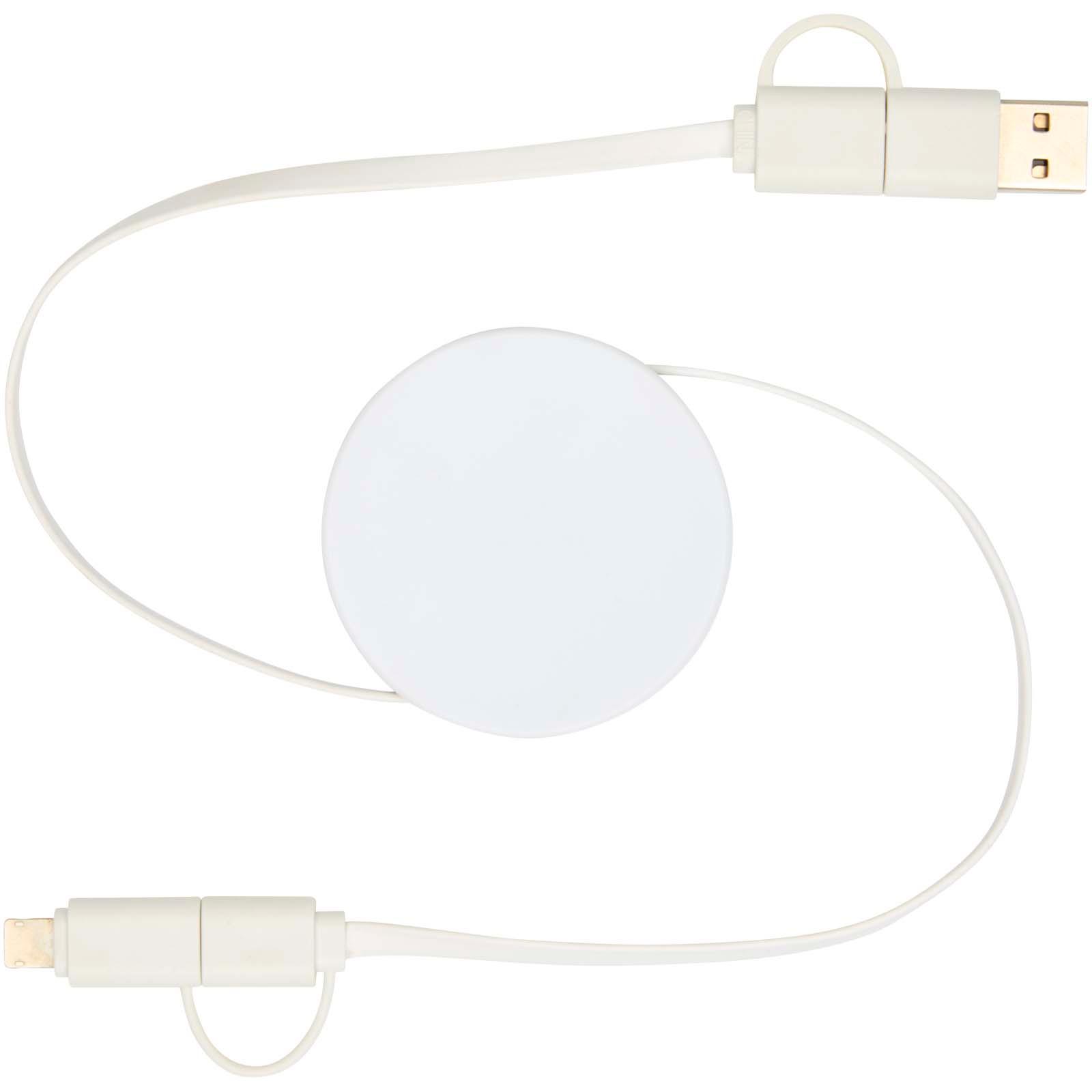 Câble rétractable 5 en 1 Citala en plastique recyclé de 90 cm pour la synchronisation des données et la charge rapide de 40 W