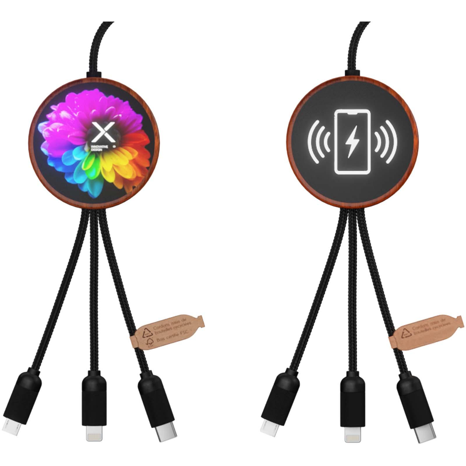 Câble de charge 5-en-1 SCX.design C40 en rPET avec logo lumineux et tapis de charge de 10 W
