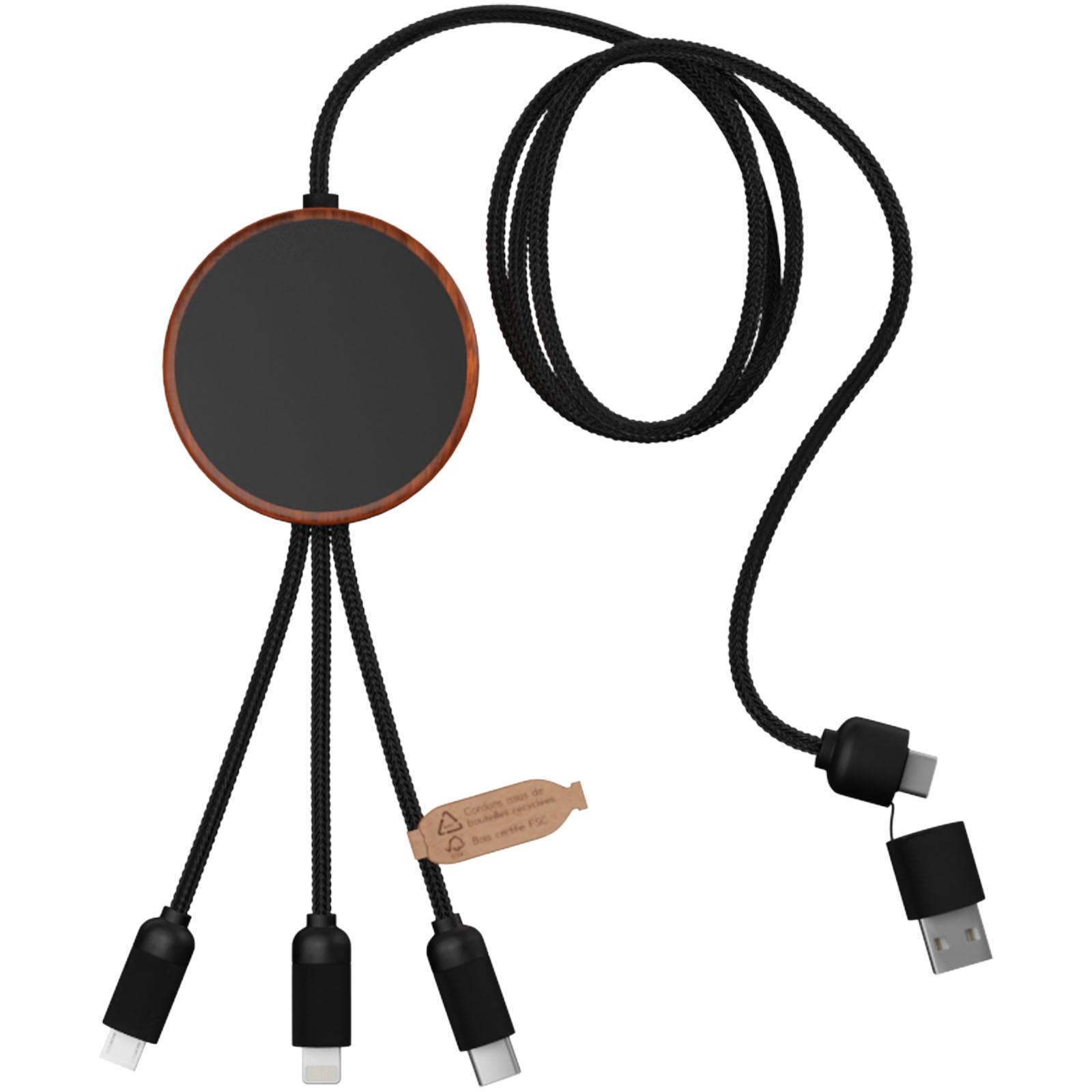 Câble de charge 5-en-1 SCX.design C40 en rPET avec logo lumineux et tapis de charge de 10 W